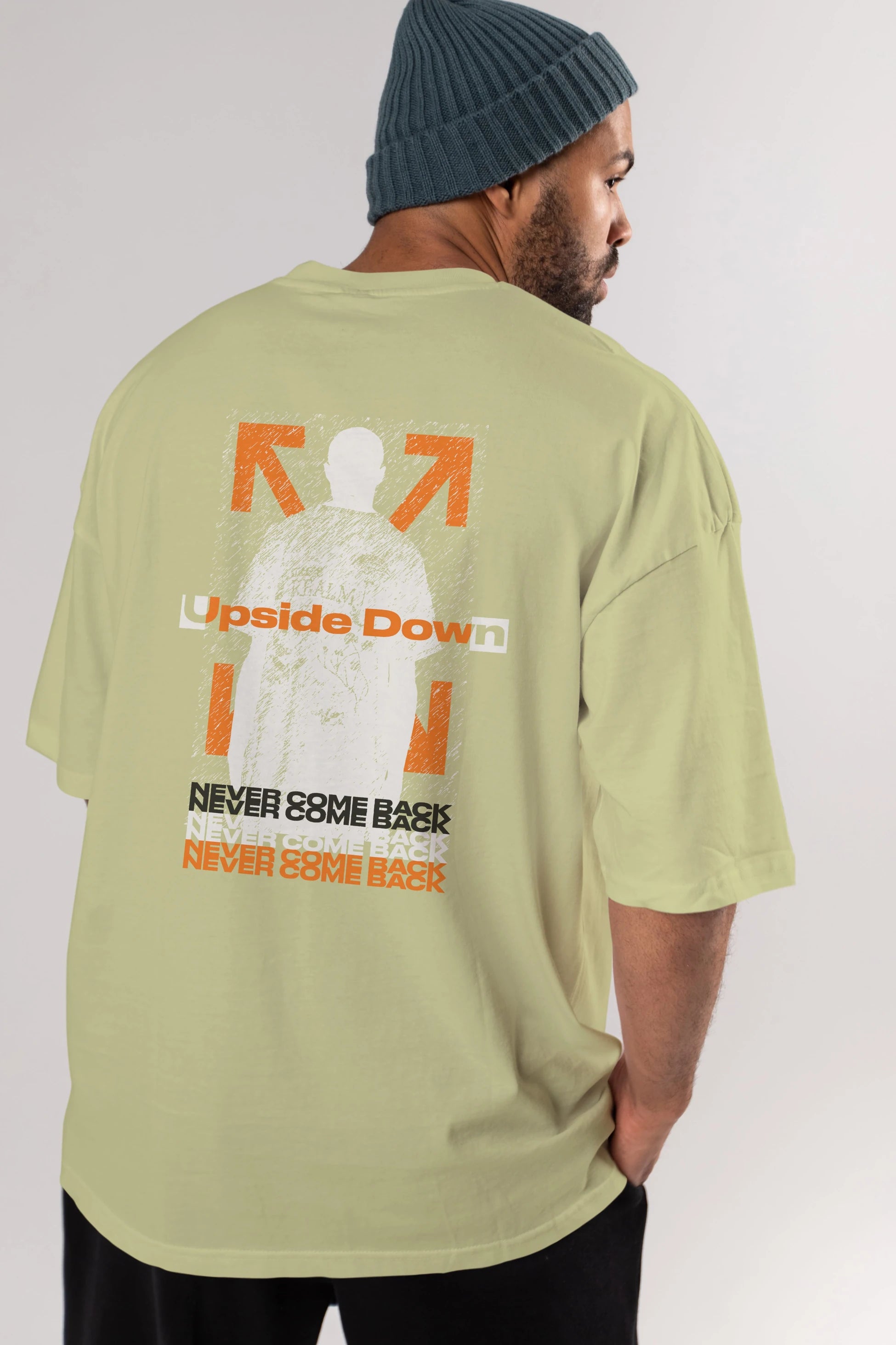 Upside Down Arka Baskılı Oversize t-shirt Erkek Kadın Unisex
