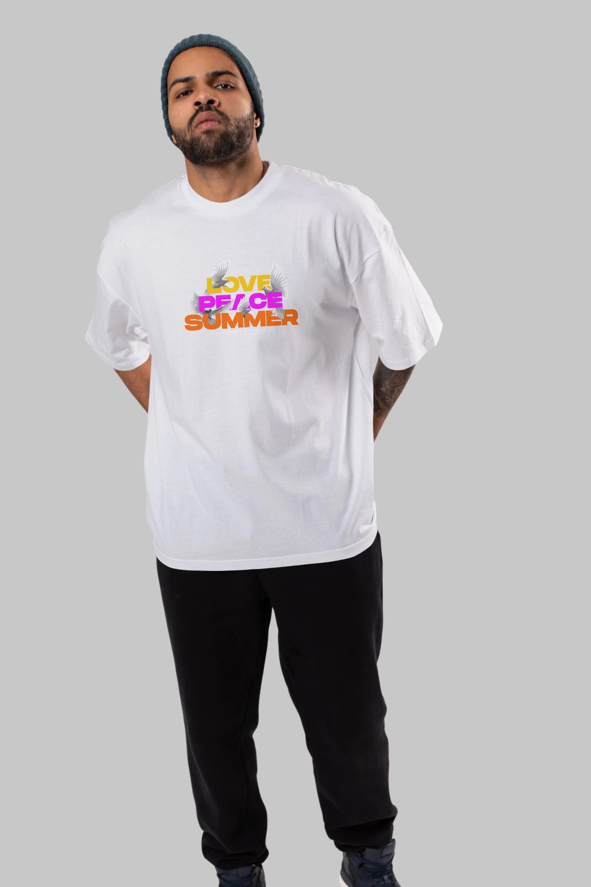 Love Peace Summer Ön Baskılı Oversize t-shirt Erkek Kadın Unisex