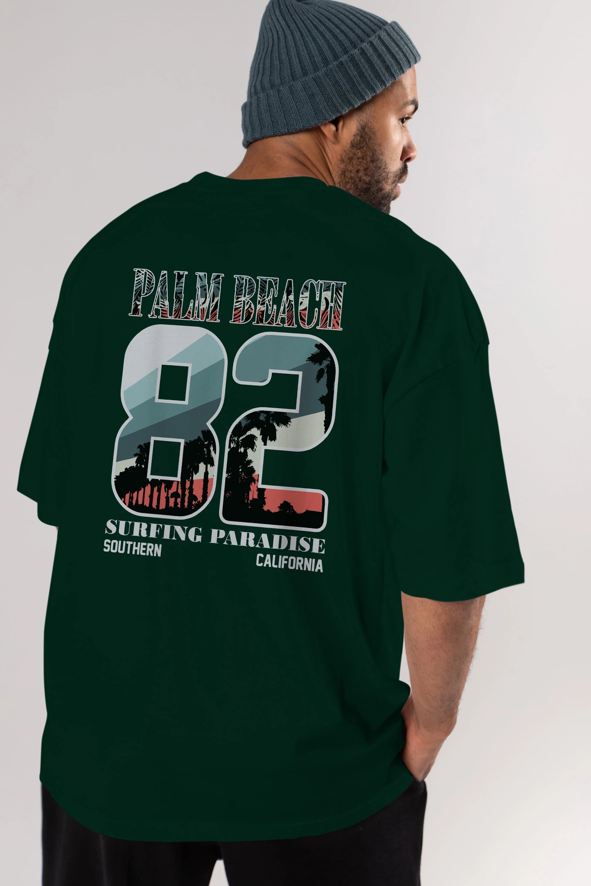Palm Beach 82 Arka Baskılı Oversize t-shirt Erkek Kadın Unisex