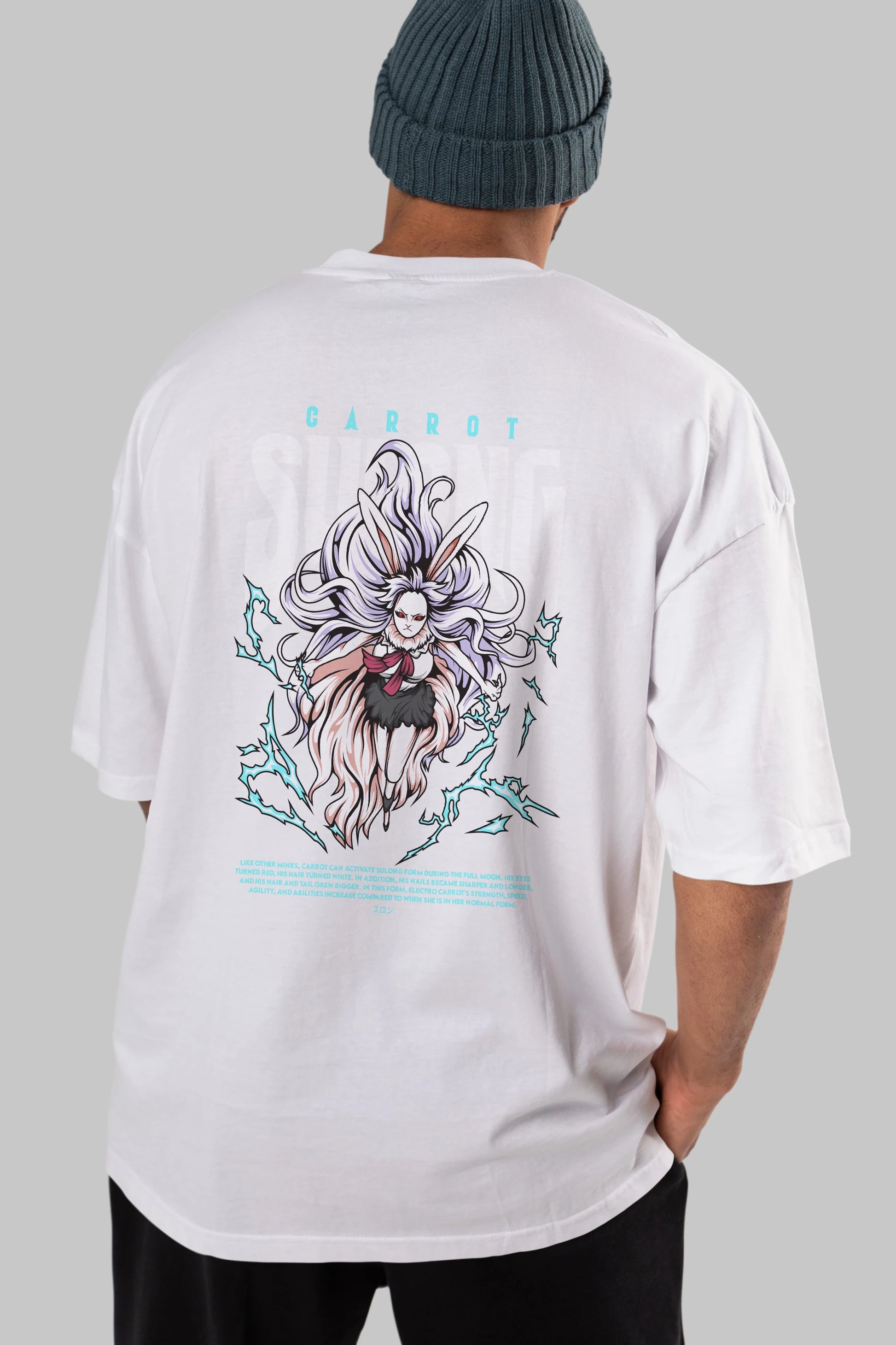 Carrot Sulong Anime Arka Baskılı Oversize t-shirt Erkek Kadın Unisex