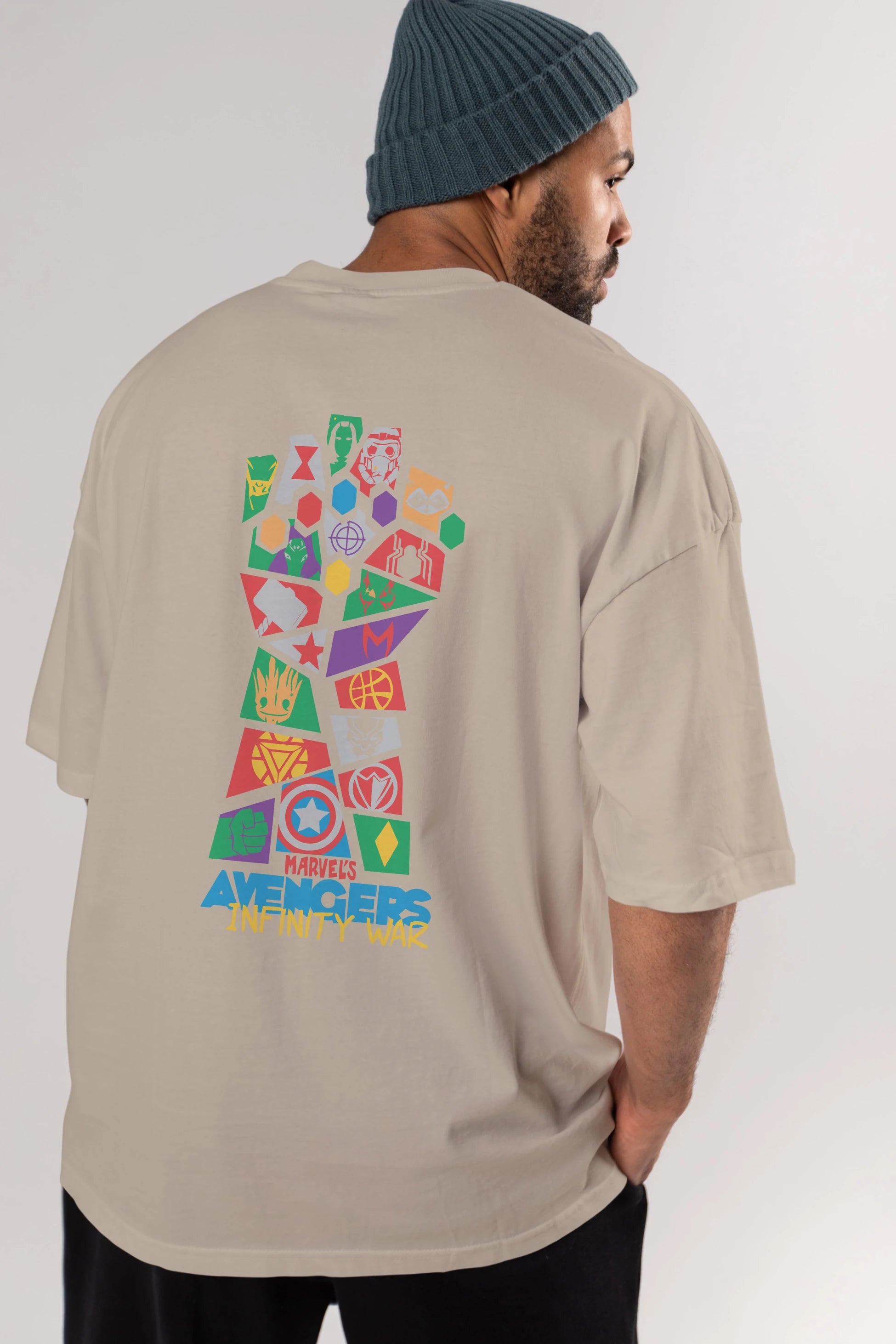 The Avengers Arka Baskılı Oversize t-shirt Erkek Kadın Unisex %100 Pamuk Bisiklet Yaka tişort