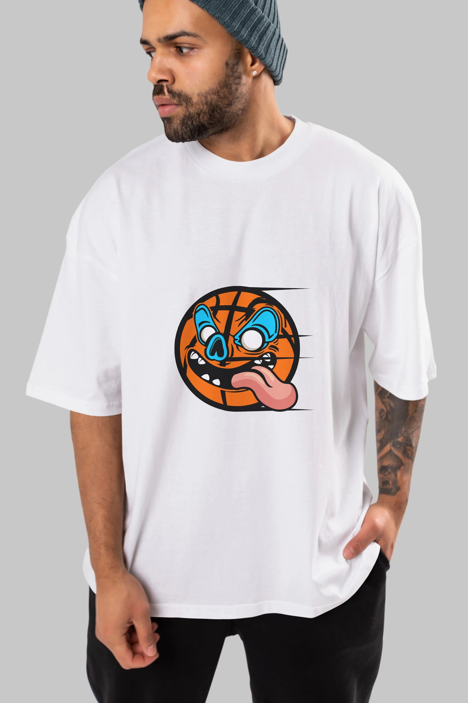 Basketball Ön Baskılı Oversize t-shirt Erkek Kadın Unisex %100 Pamuk tişort