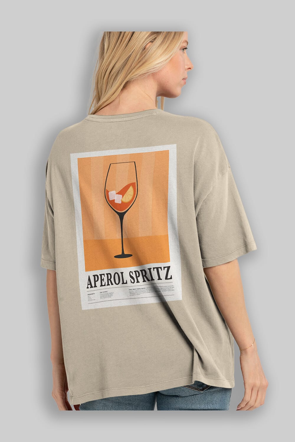 Aperol Spritz 8 Arka Baskılı Oversize t-shirt Erkek Kadın Unisex %100 Pamuk Bisiklet Yaka tişort