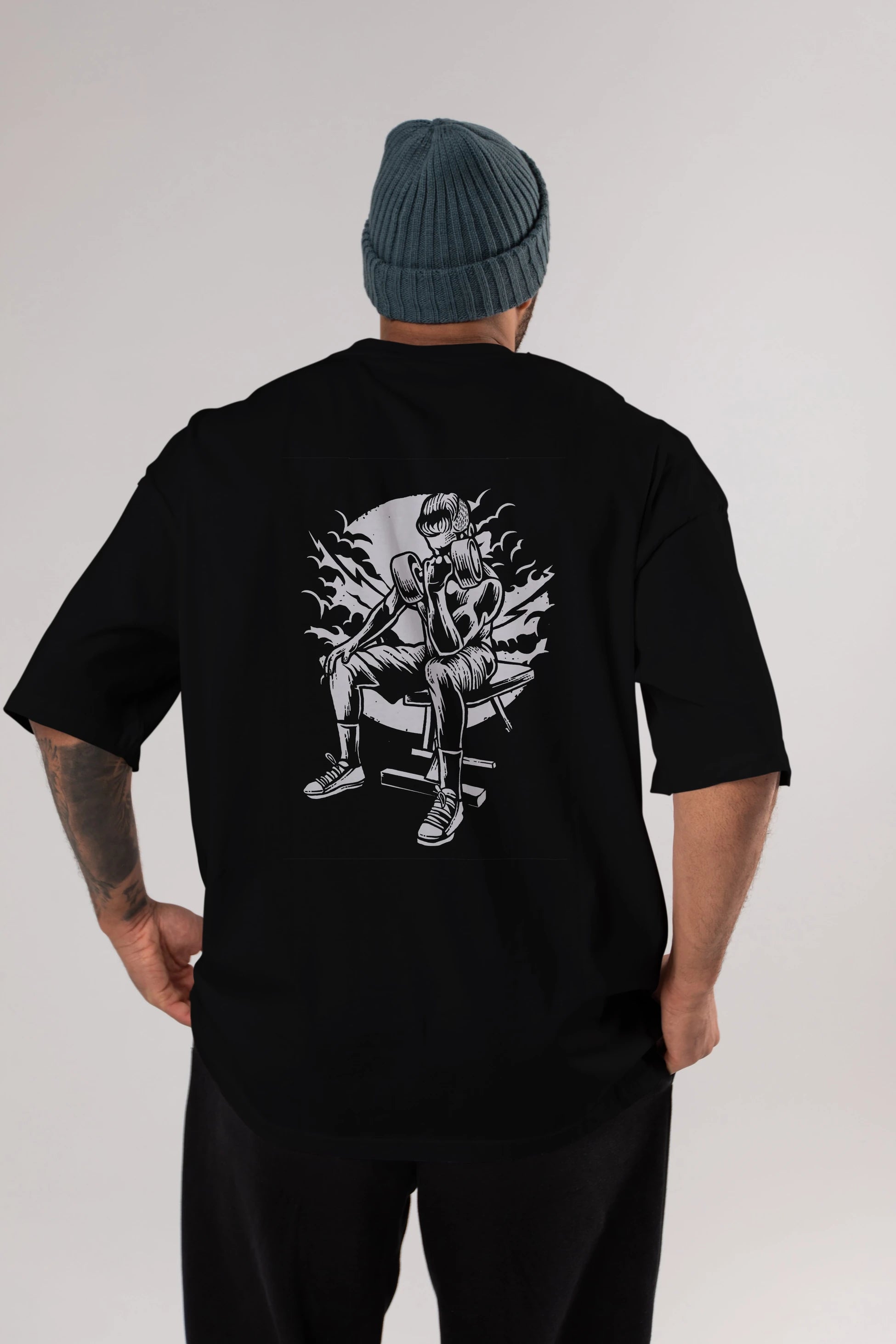 No Pain No Gain Arka Baskılı Oversize t-shirt Erkek Kadın Unisex %100 Pamuk