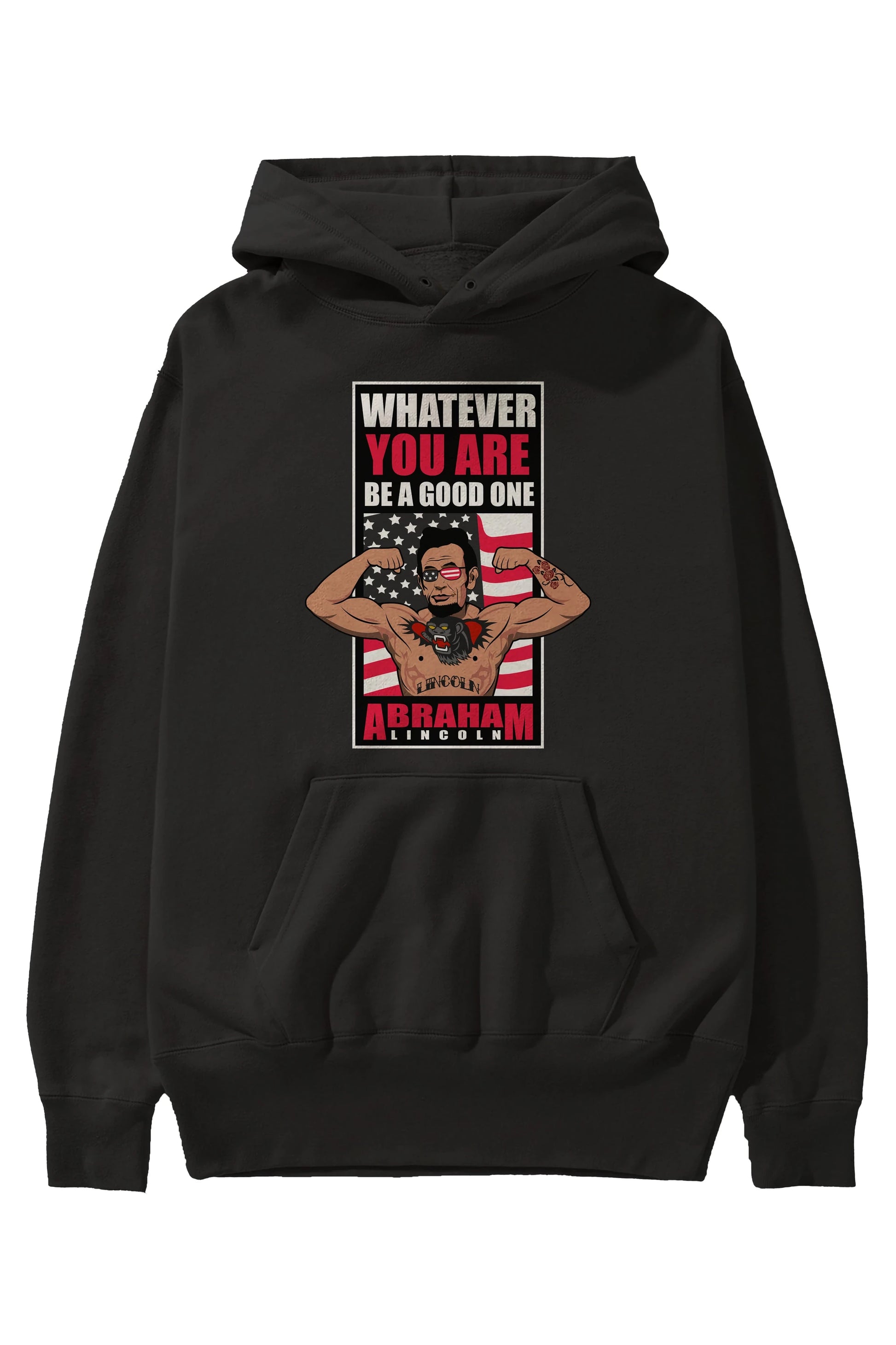 Lincoln Fighter Ön Baskılı Hoodie Oversize Kapüşonlu Sweatshirt Erkek Kadın Unisex