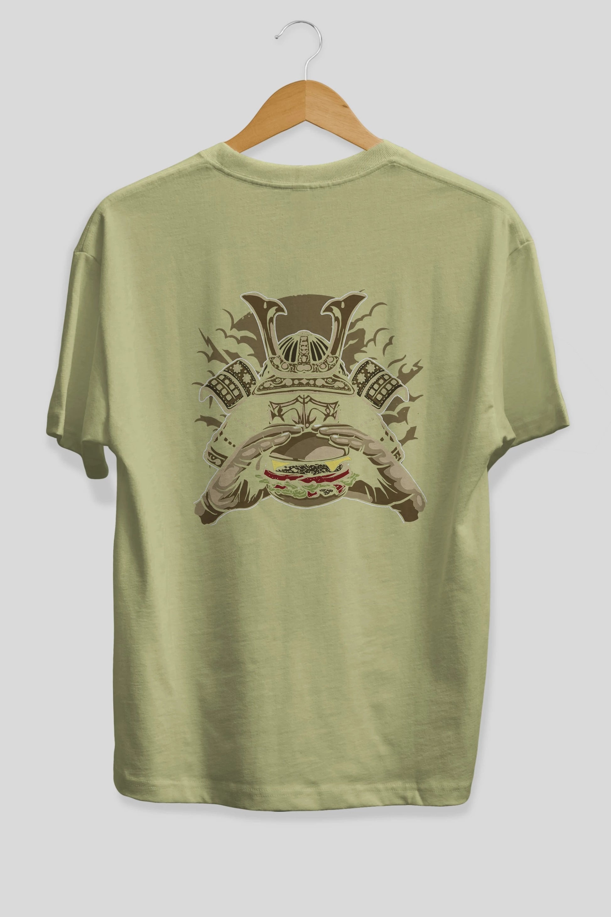 Samurai Burger Arka Baskılı Oversize t-shirt Erkek Kadın Unisex %100 Pamuk