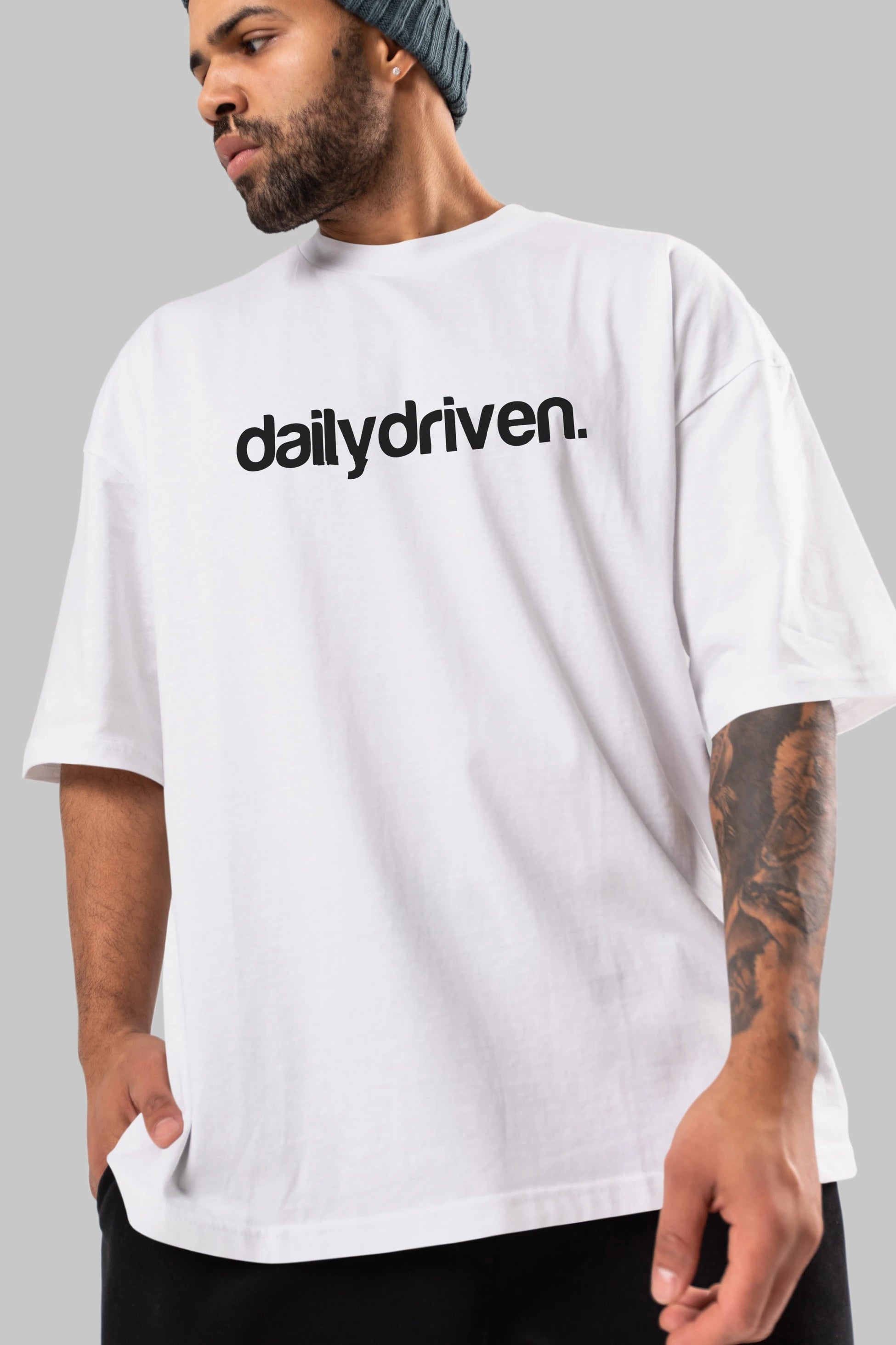 Dailydriven Ön Baskılı Oversize t-shirt %100 pamuk Erkek Kadın Unisex