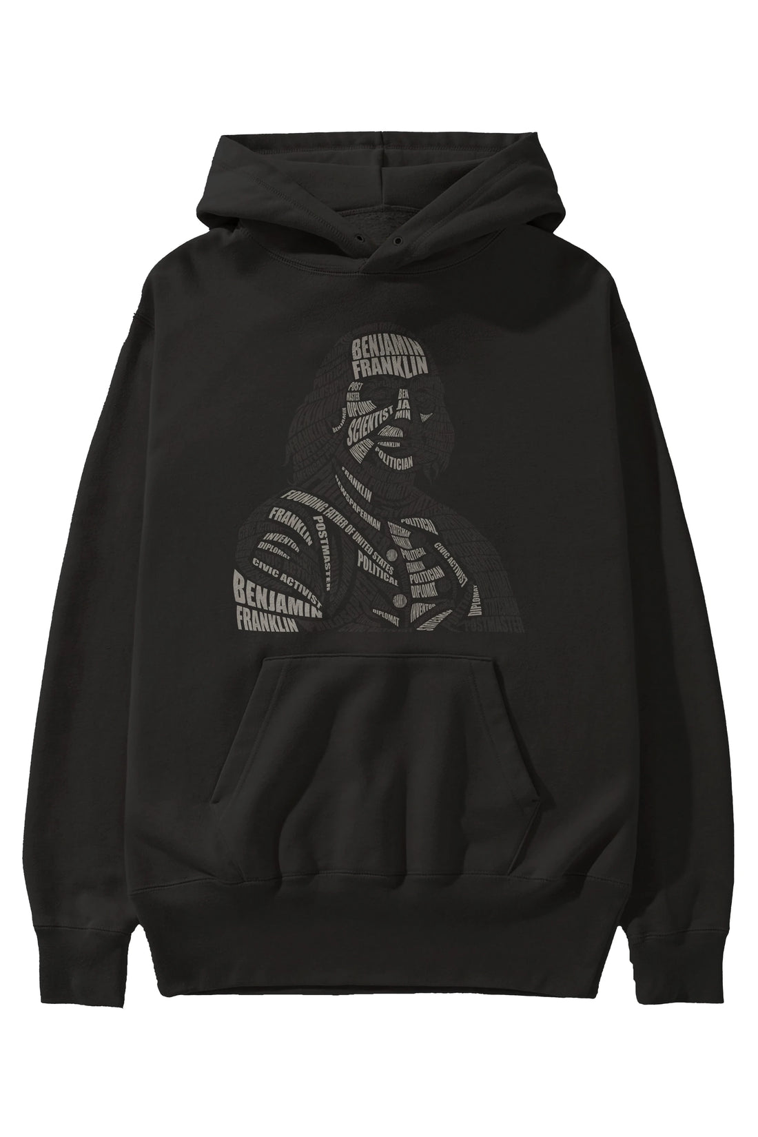 Benjamin Franklin Calligram Ön Baskılı Hoodie Oversize Kapüşonlu Sweatshirt Erkek Kadın Unisex