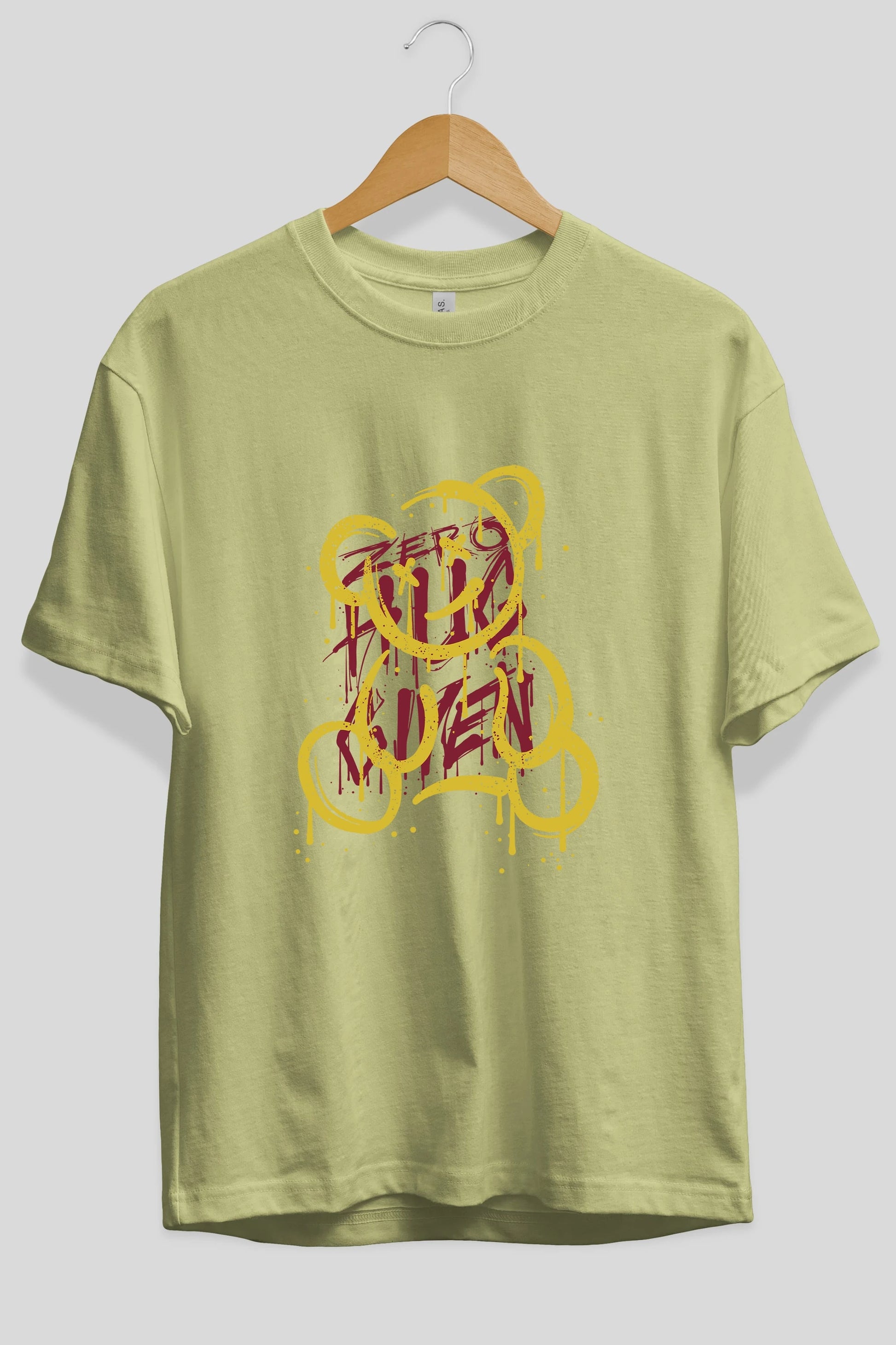 Zero Hug Bear Ön Baskılı Oversize t-shirt Erkek Kadın Unisex