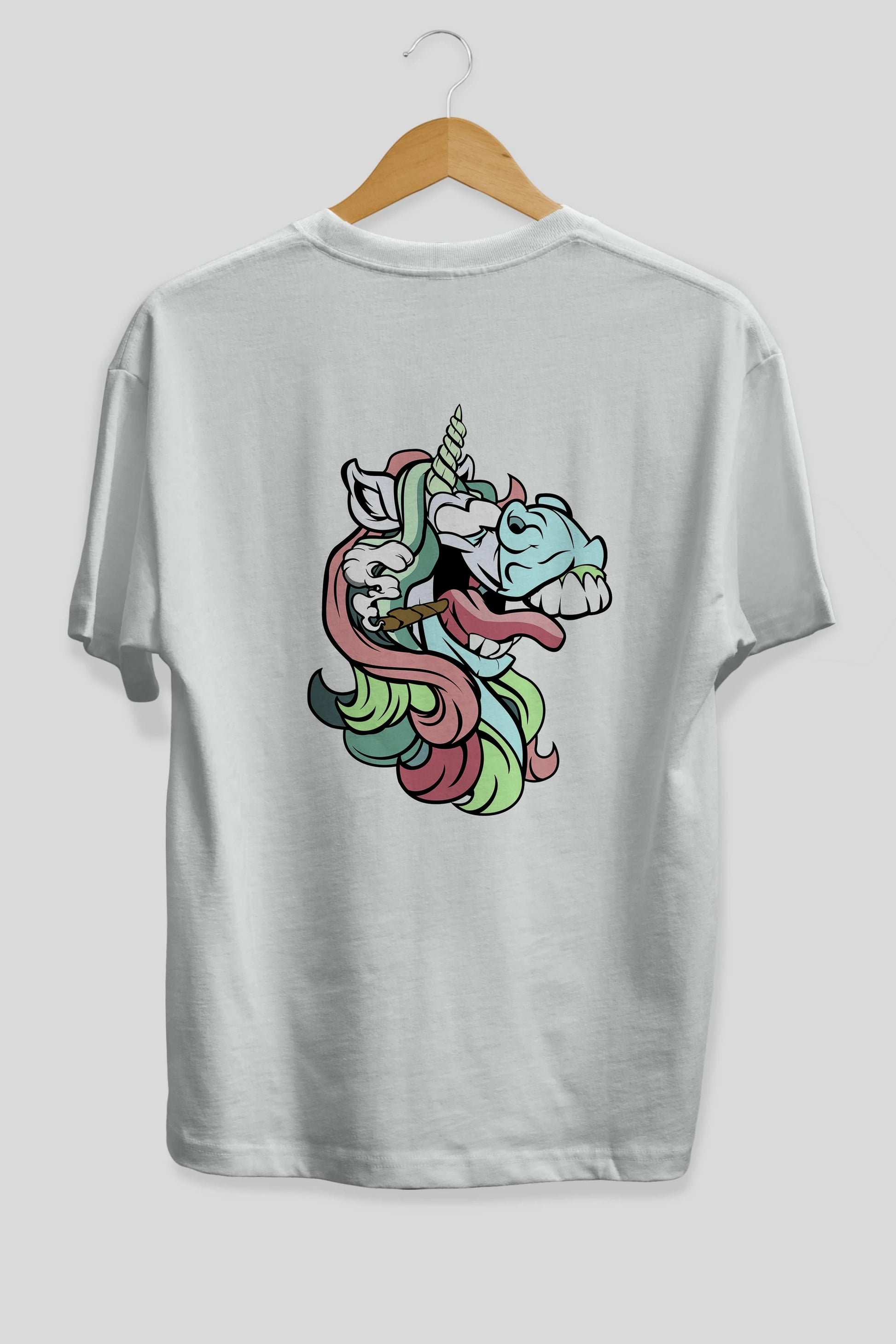 Crazy Unicorn Arka Baskılı Oversize t-shirt Erkek Kadın Unisex %100 Pamuk tişort