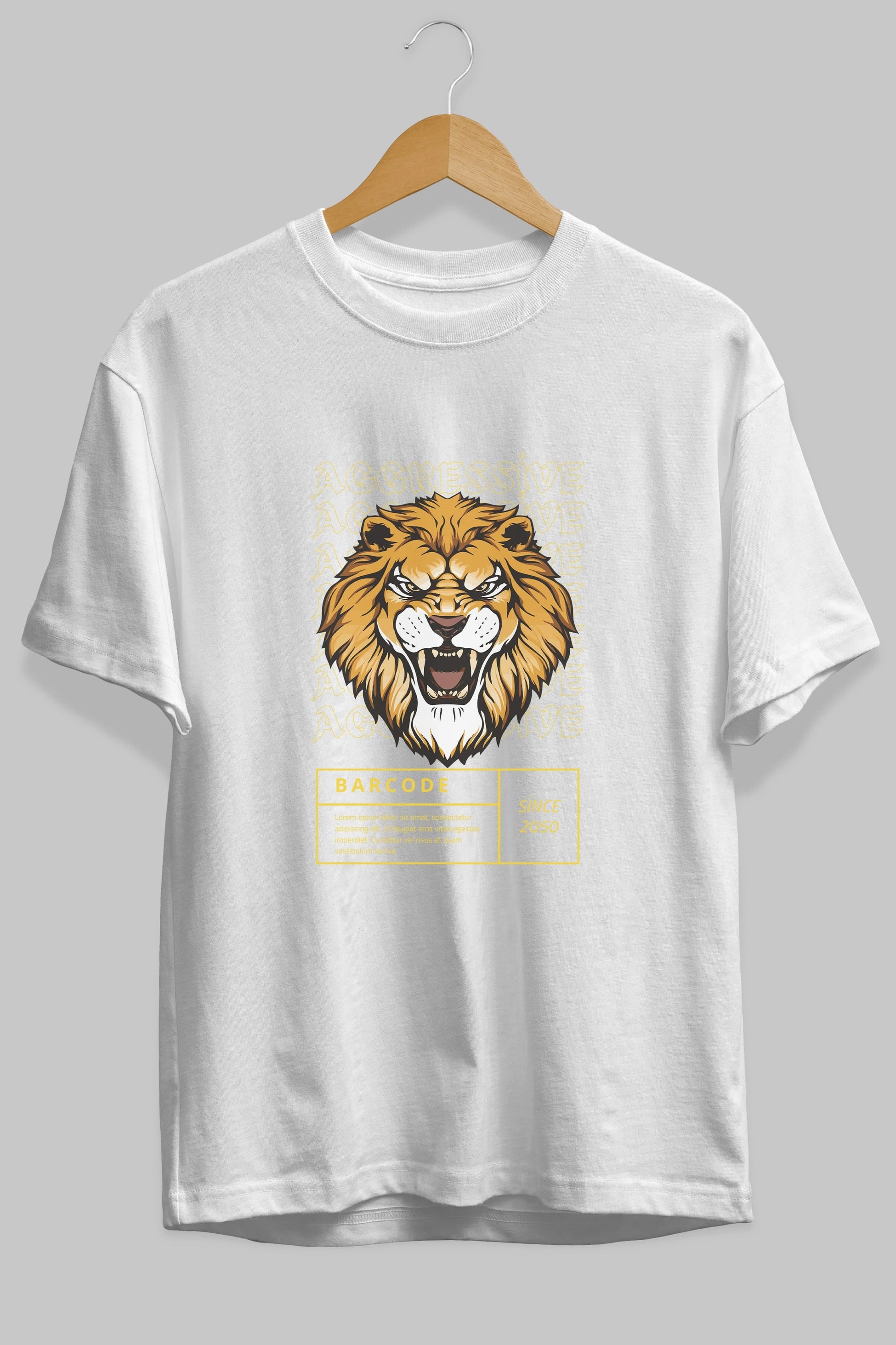 Aggressive Lion Ön Baskılı Oversize t-shirt Erkek Kadın Unisex