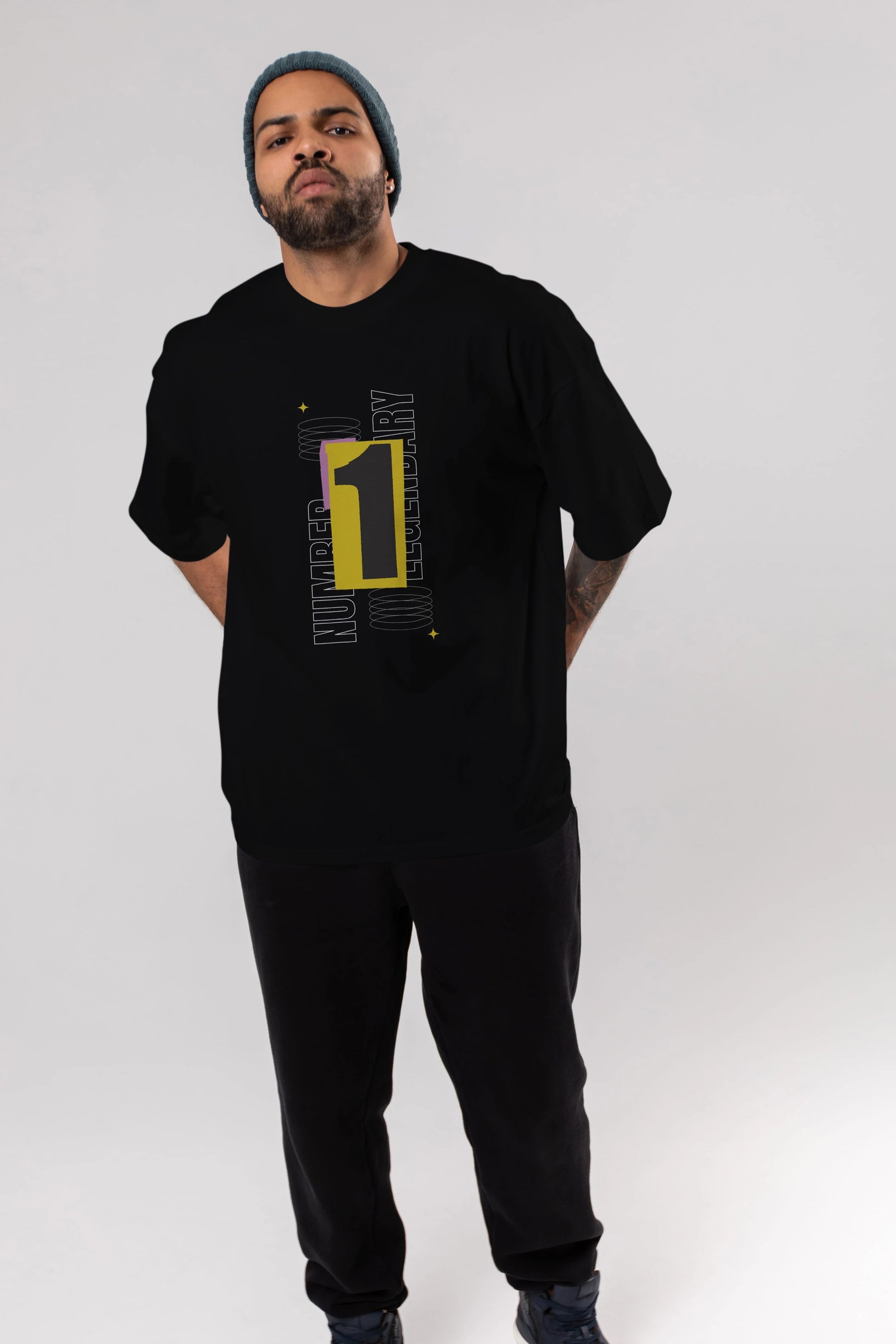 Number 1 Yazılı Ön Baskılı Oversize t-shirt Erkek Kadın Unisex