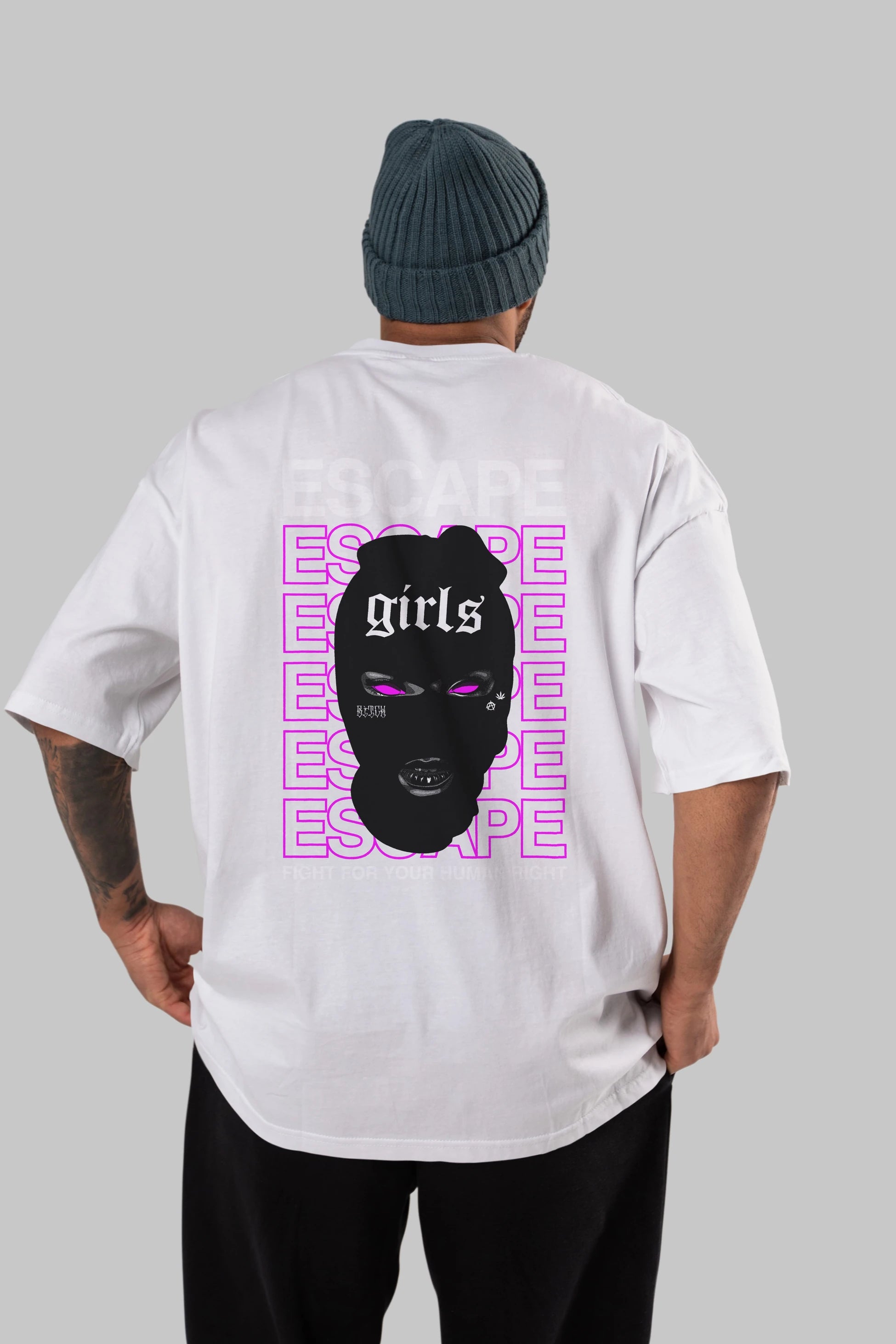 Escape Girl Arka Baskılı Oversize t-shirt Erkek Kadın Unisex