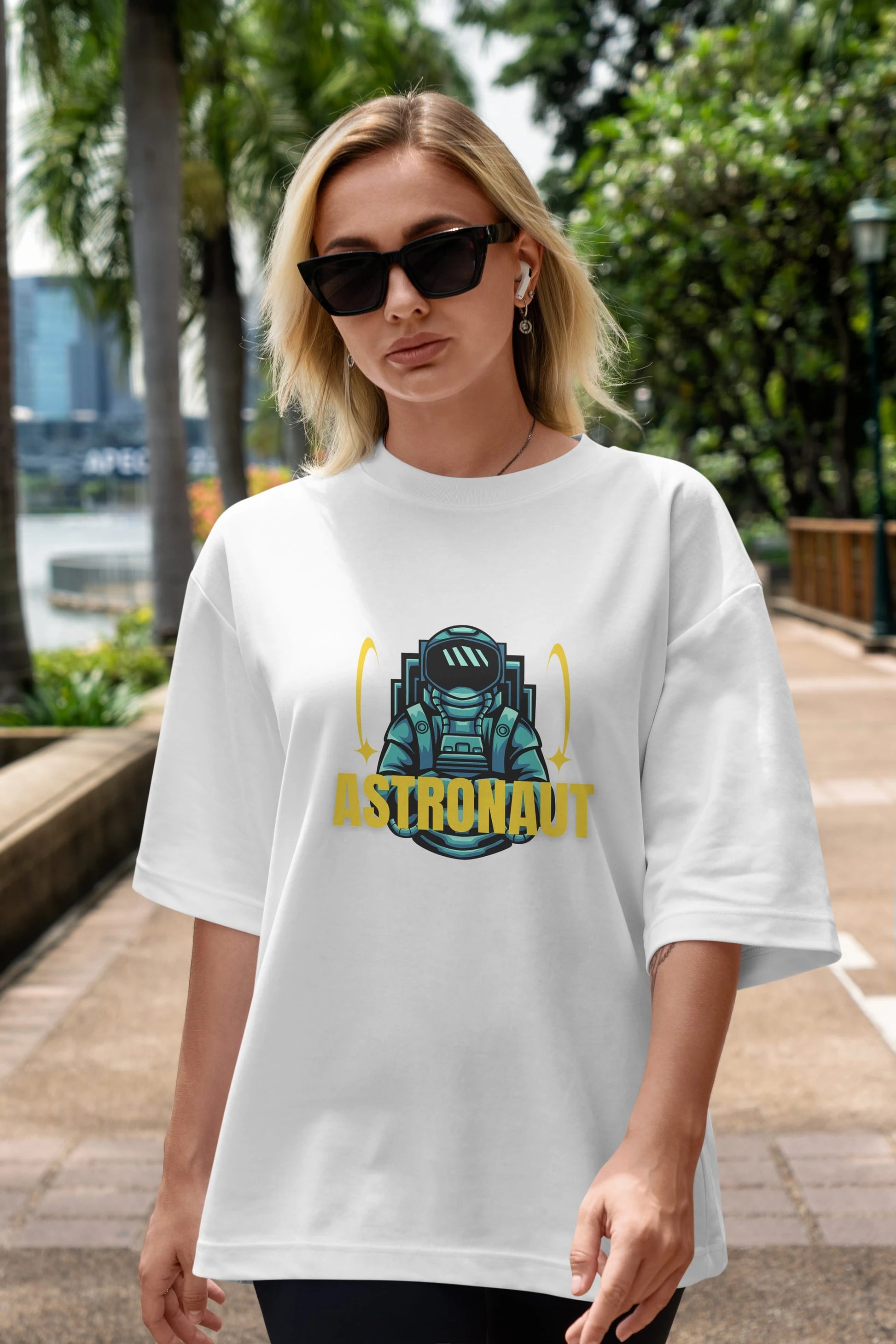 Astronaut Ön Baskılı Oversize t-shirt Erkek Kadın Unisex