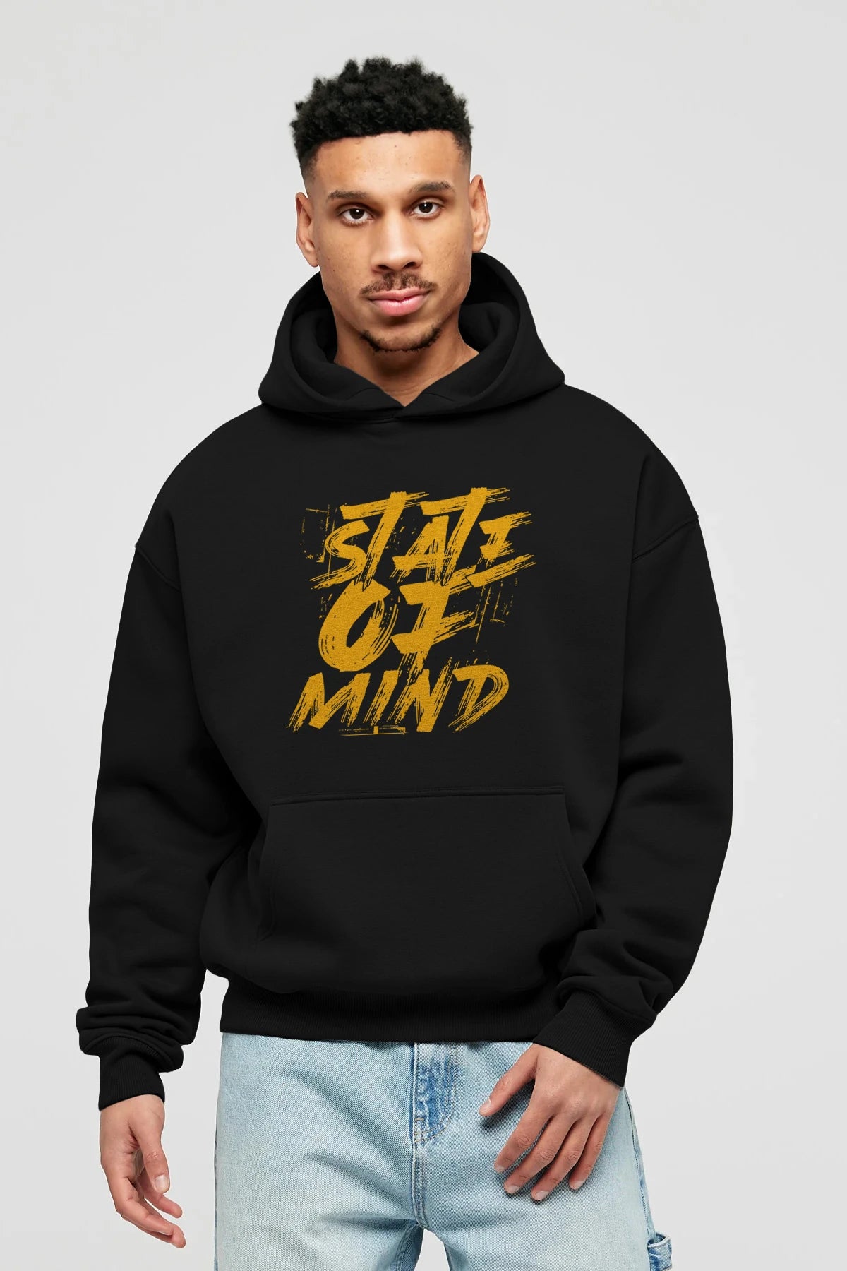 State on Mind Ön Baskılı Hoodie Oversize Kapüşonlu Sweatshirt Erkek Kadın Unisex