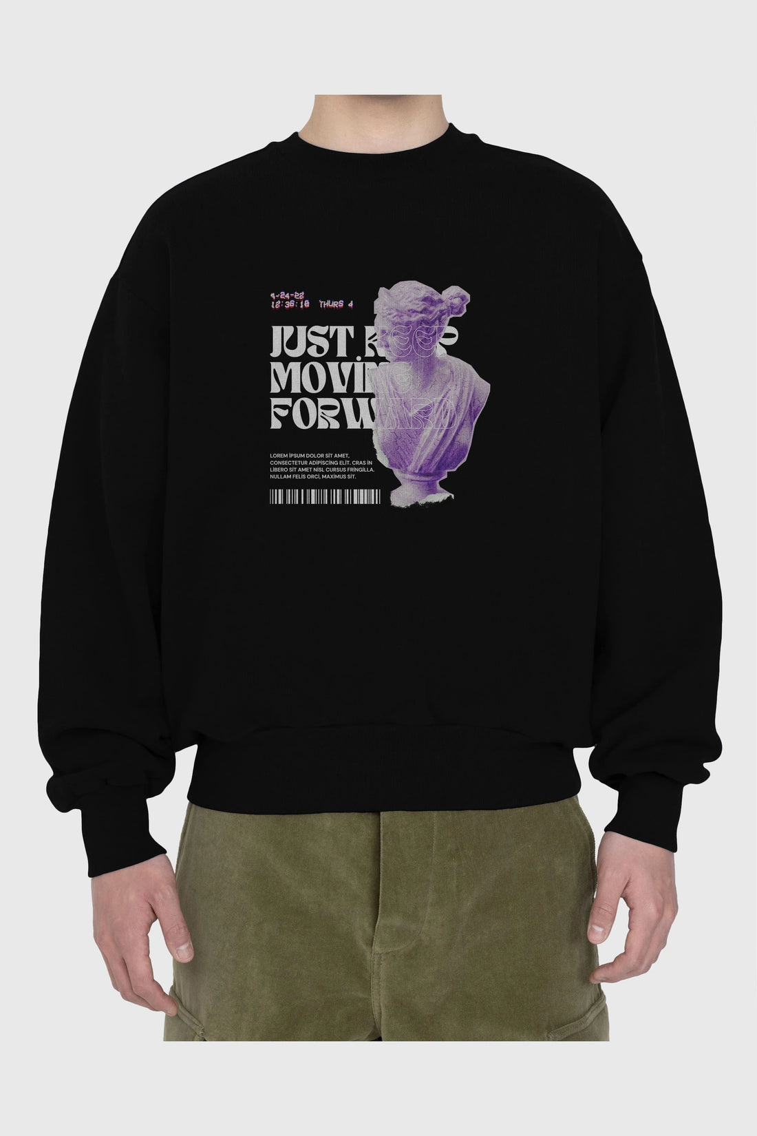 Just Keep Moving Forward Yazılı Ön Baskılı Oversize Sweatshirt Erkek Kadın Unisex
