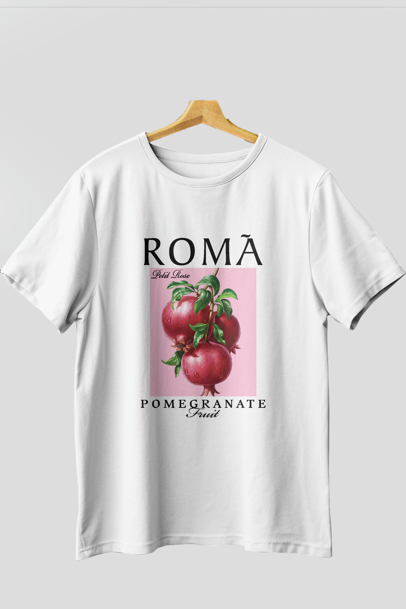Roma Pomegranate Nar Ön Baskılı Oversize t-shirt Erkek Kadın Pamuk Bisiklet Yaka tişort