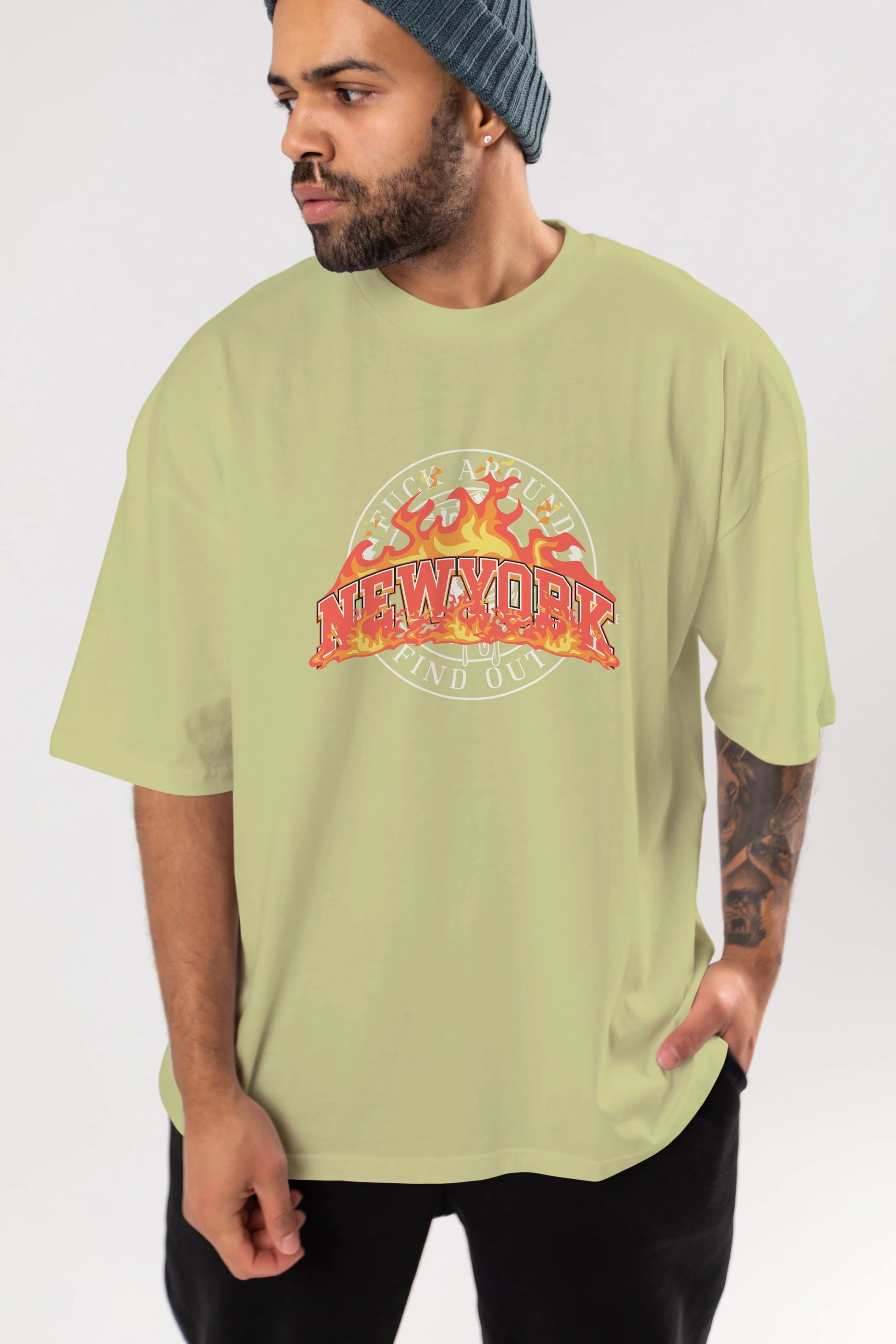 Newyork Style Ön Baskılı Oversize t-shirt Erkek Kadın Unisex