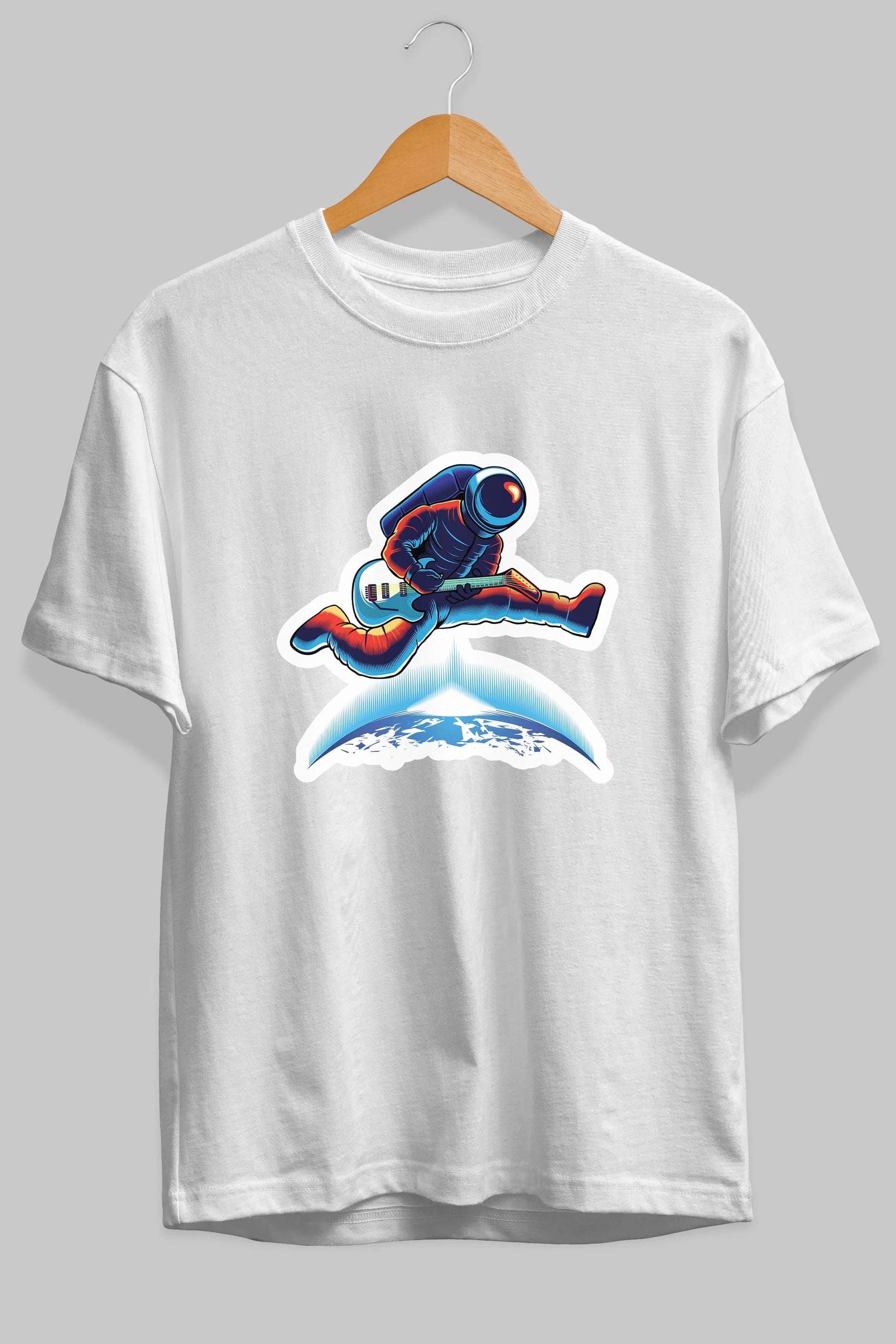 Astroguitar Sticker Ön Baskılı Oversize t-shirt Erkek Kadın Unisex