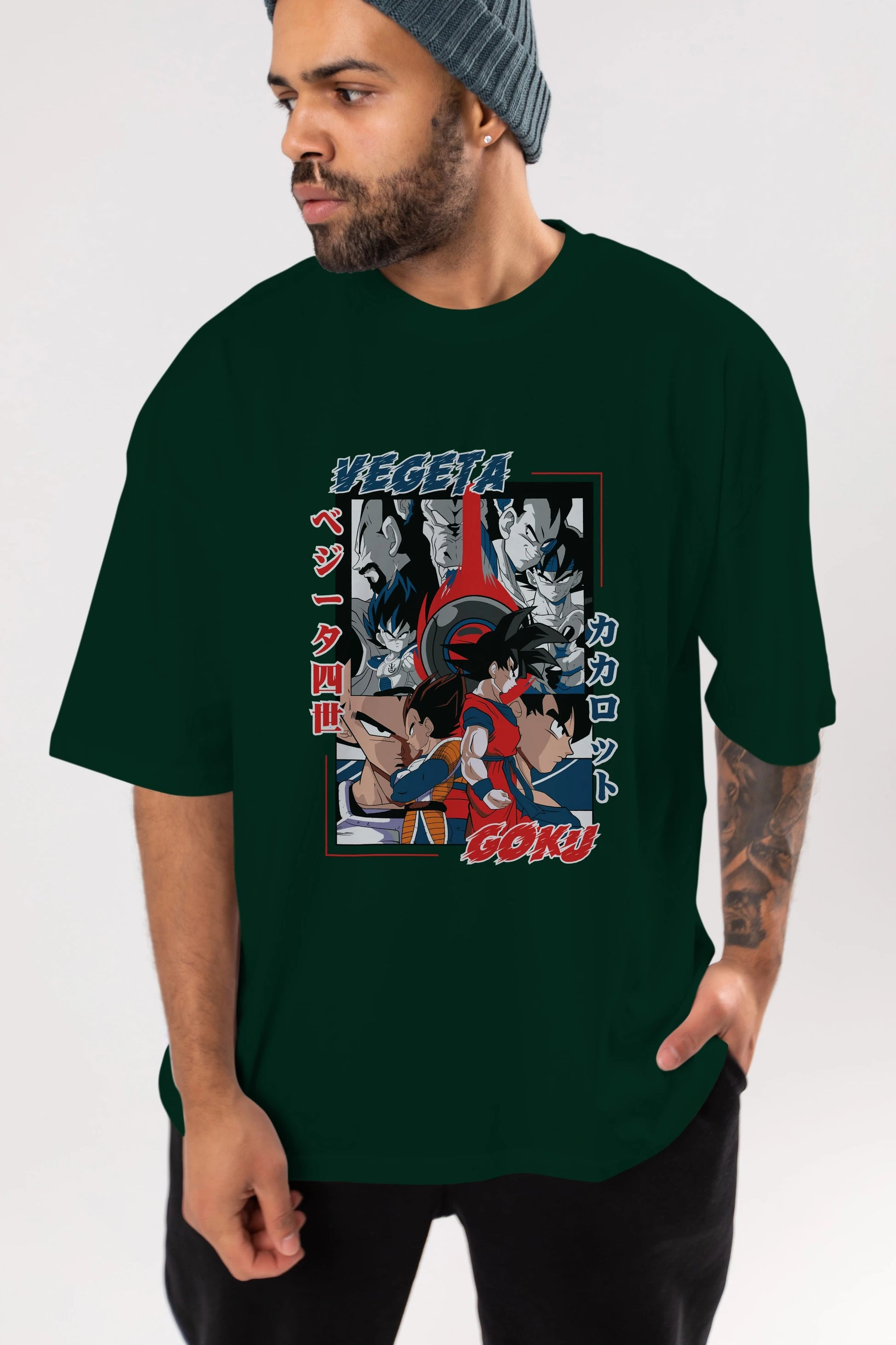 VEGETA VS GOKU Anime Ön Baskılı Oversize t-shirt %100 pamuk Erkek Kadın Unisex