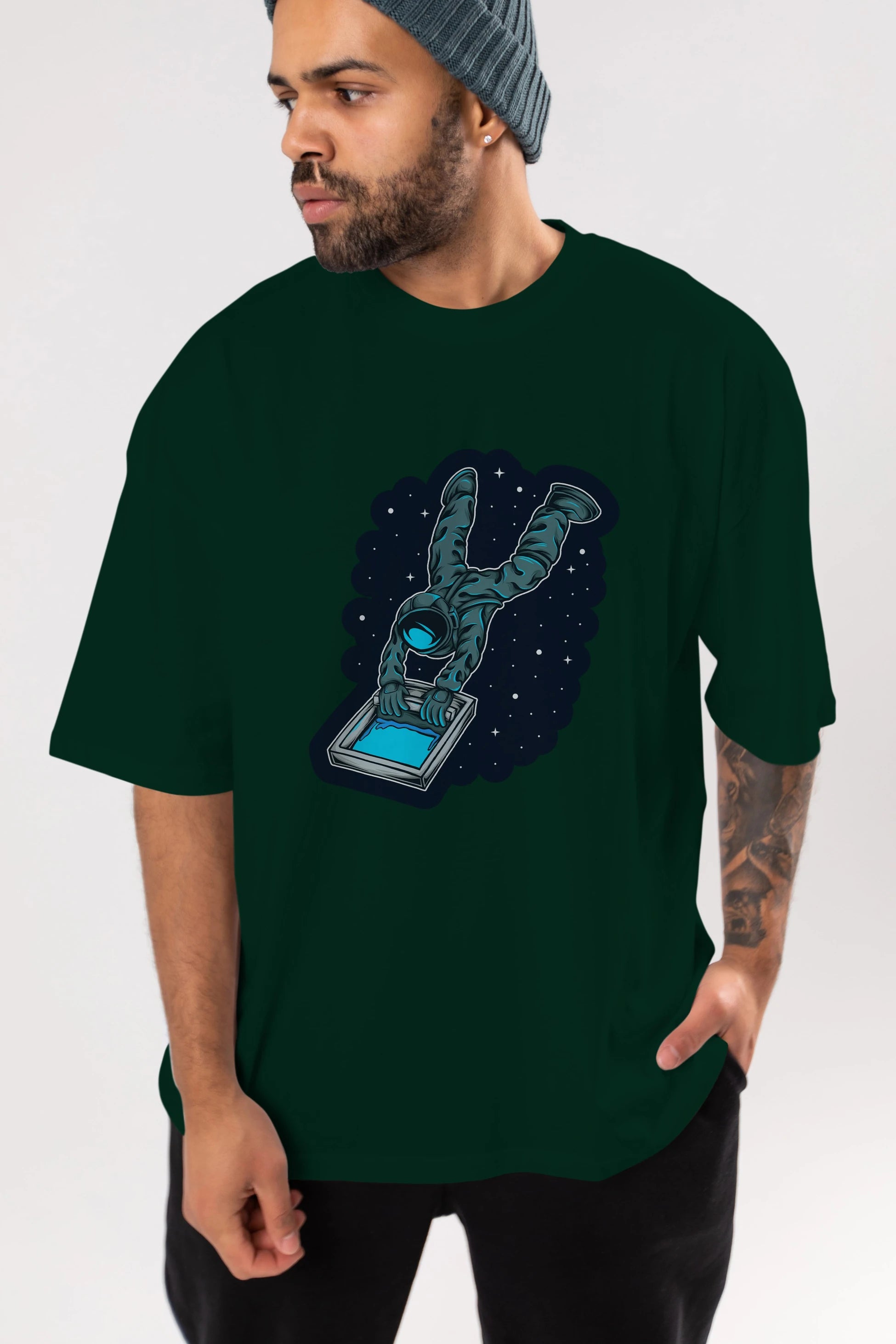 Astroscreen Sticker Ön Baskılı Oversize t-shirt Erkek Kadın Unisex