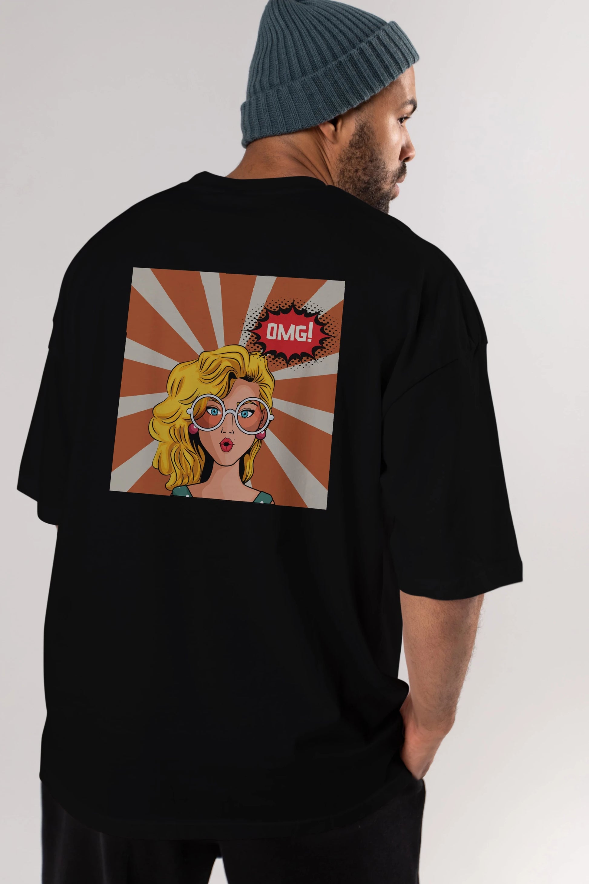 OMG Yazılı Retro Arka Baskılı Oversize t-shirt Erkek Kadın Unisex