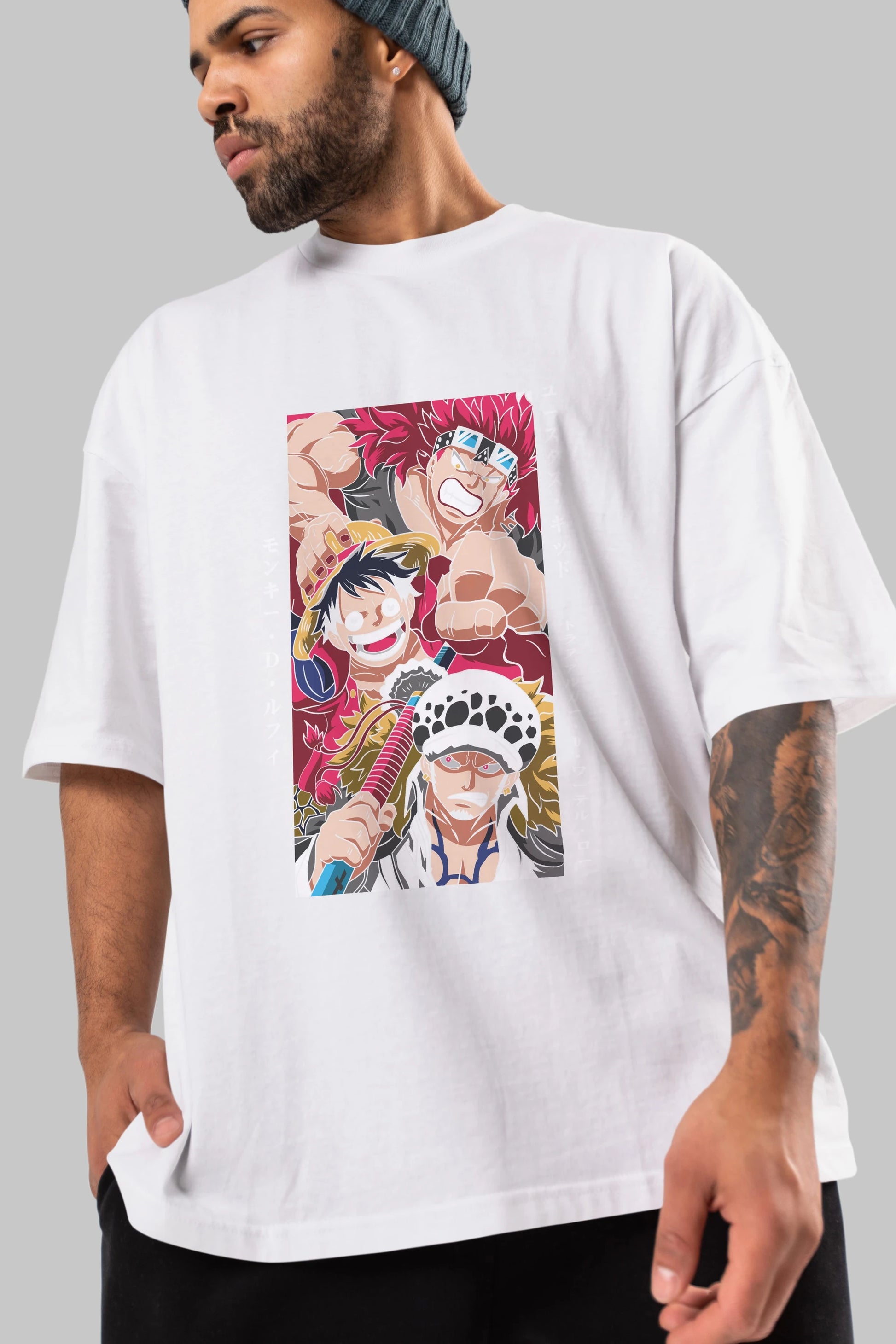 SUPER NOVAS one piece Anime Ön Baskılı Oversize t-shirt %100 pamuk Erkek Kadın Unisex