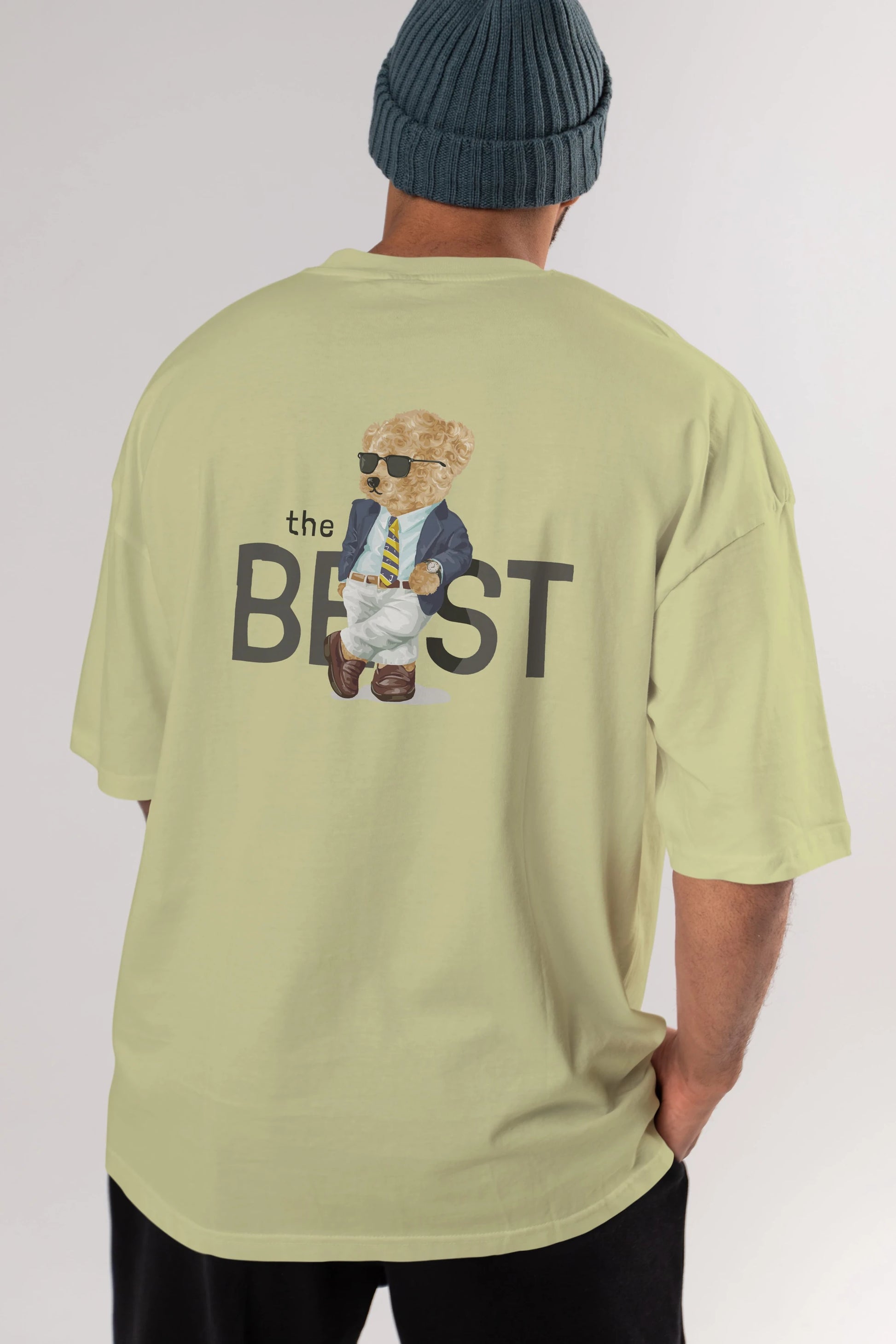 Teddy Bear The Best Arka Baskılı Oversize t-shirt Erkek Kadın Unisex %100 Pamuk