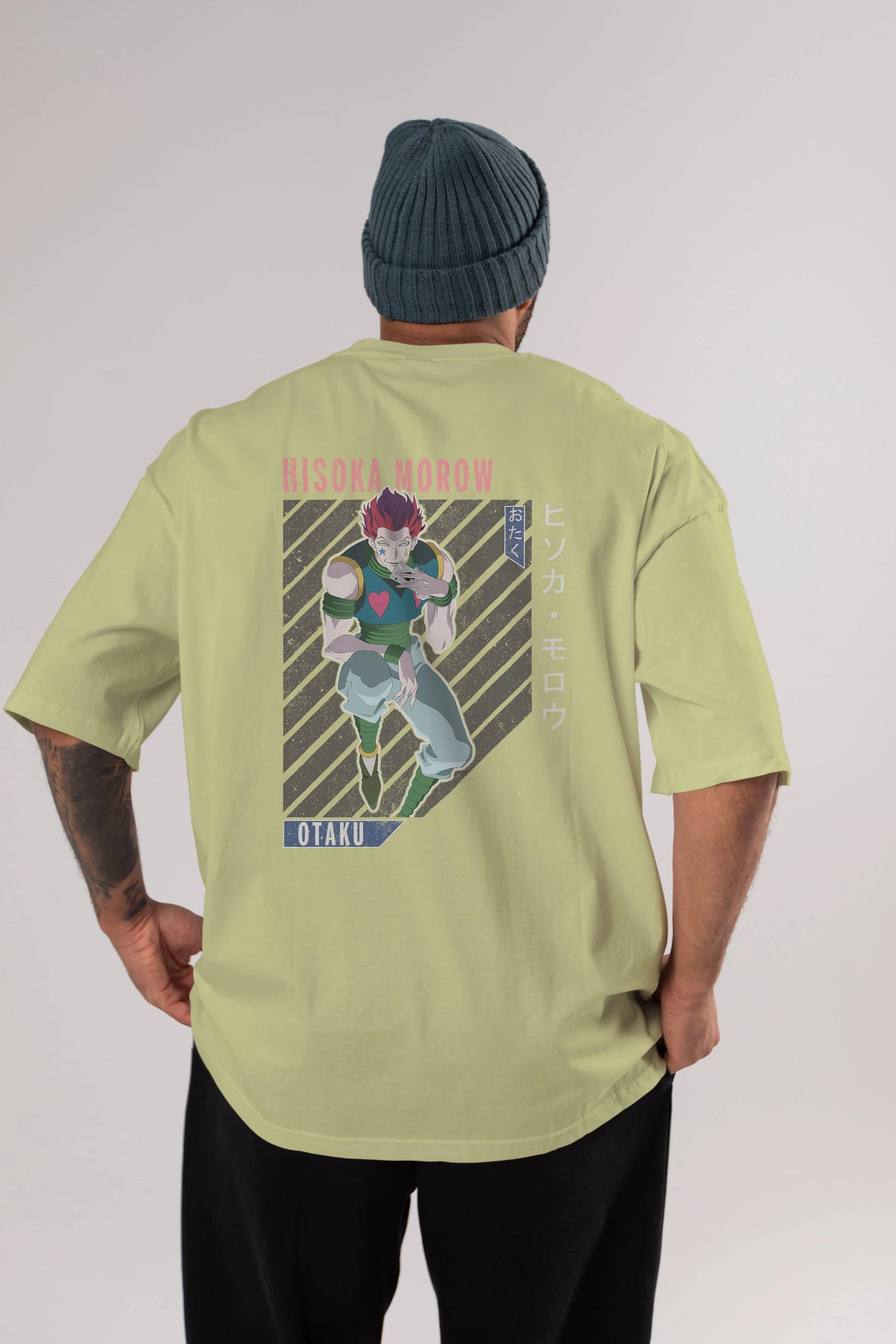 Hisoka Morow 2 2 Anime Arka Baskılı Oversize t-shirt Erkek Kadın Unisex