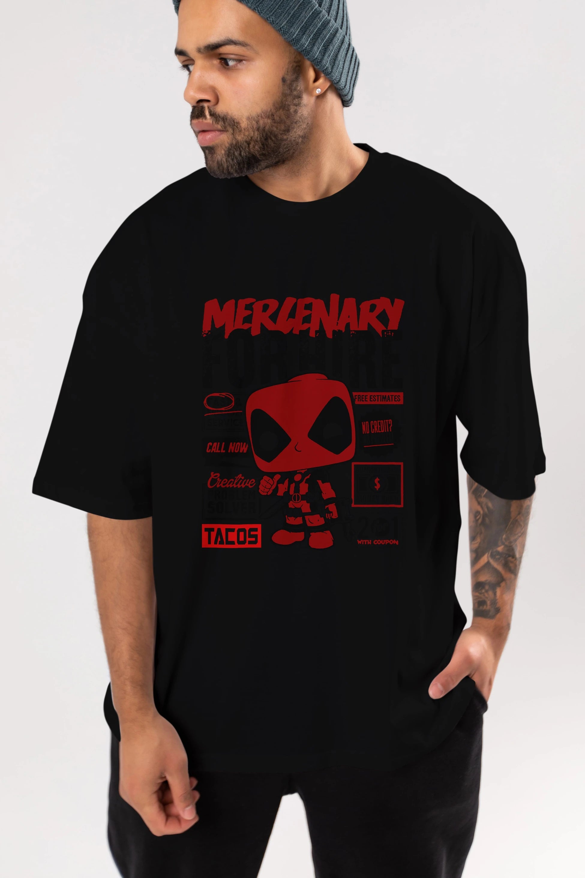 Deadpool (18) Ön Baskılı Oversize t-shirt Erkek Kadın Unisex %100 Pamuk Bisiklet Yaka tişort