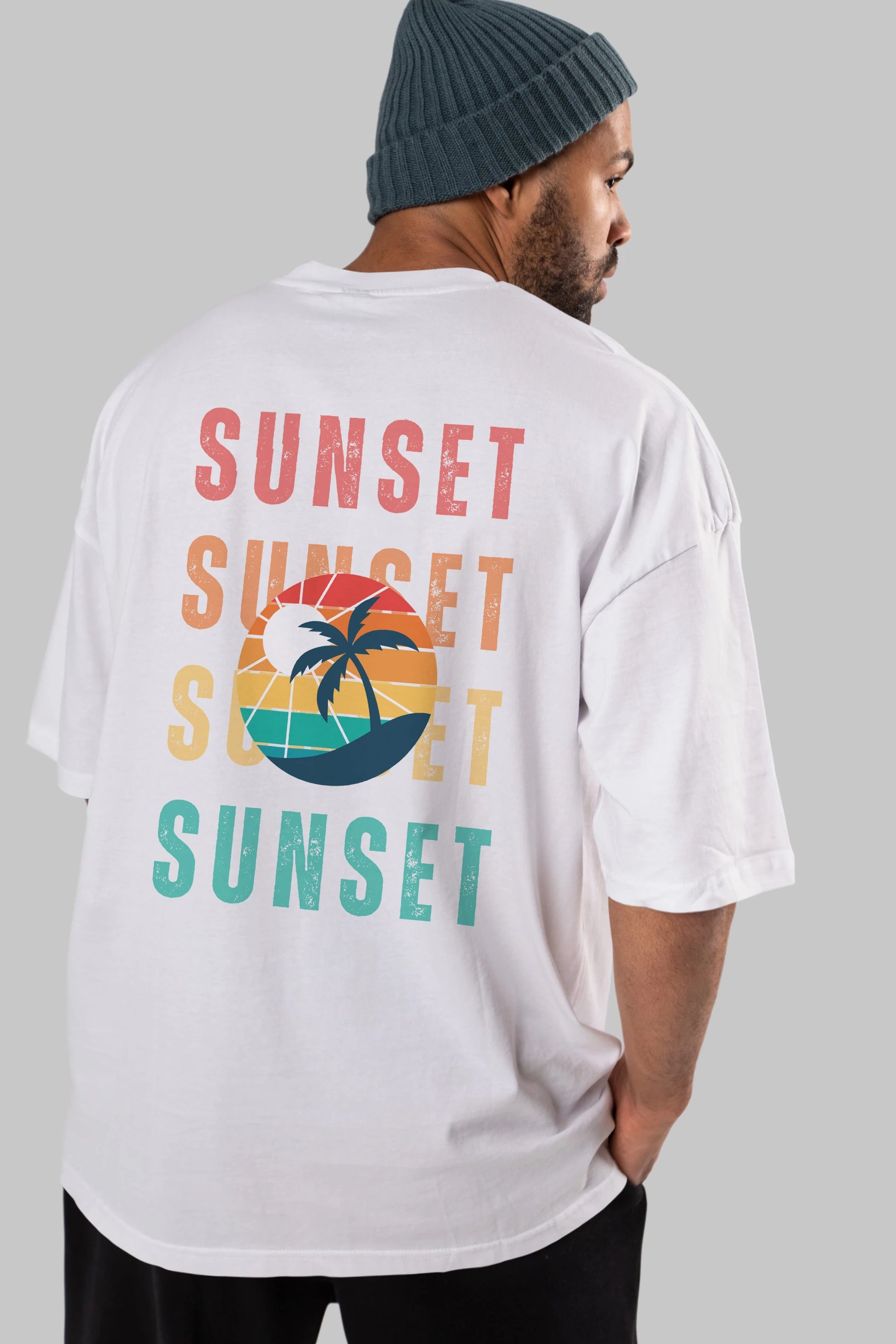 Sunset Yazılı Arka Baskılı Oversize t-shirt Erkek Kadın Unisex