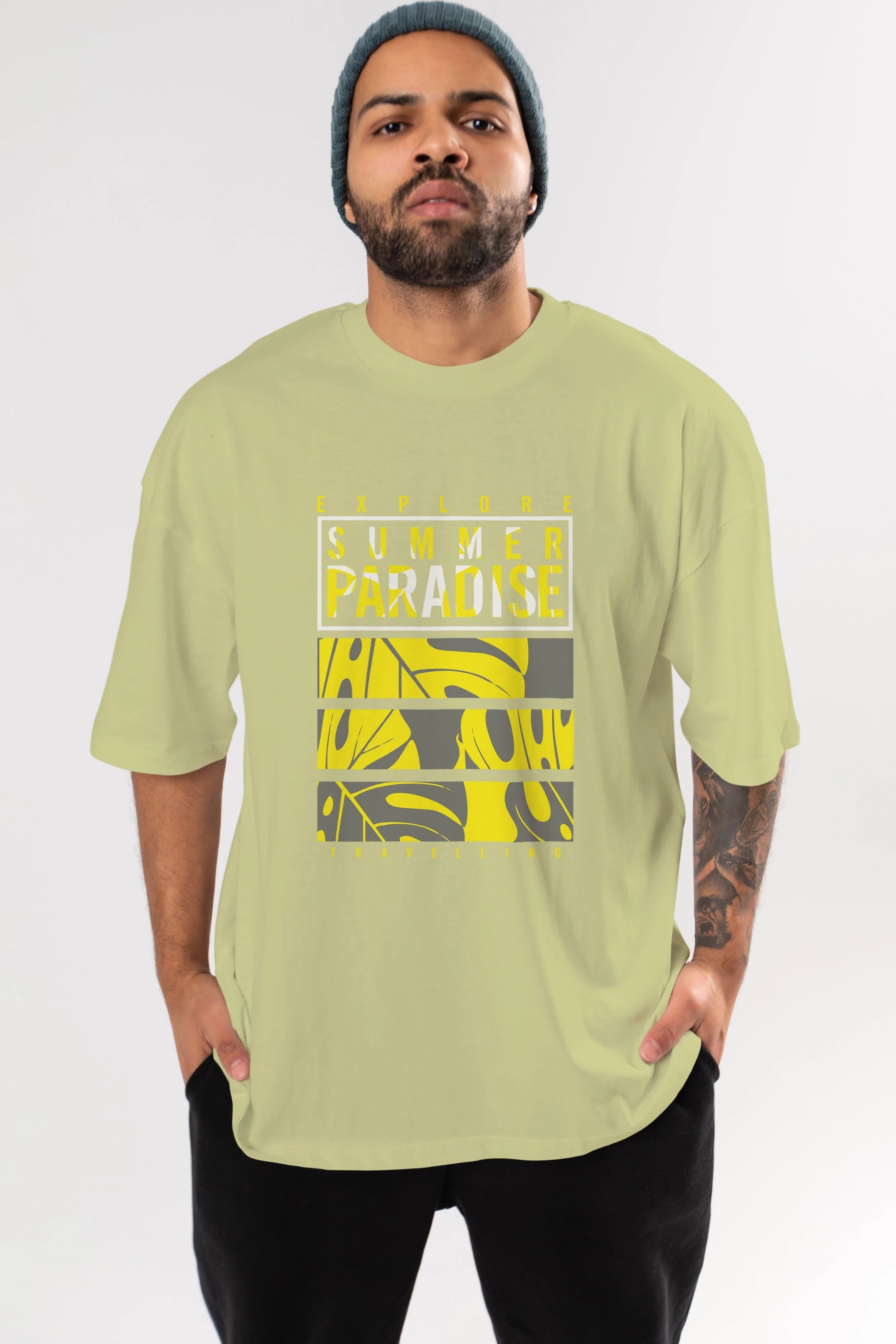 Summer Paradise Ön Baskılı Oversize t-shirt Erkek Kadın Unisex