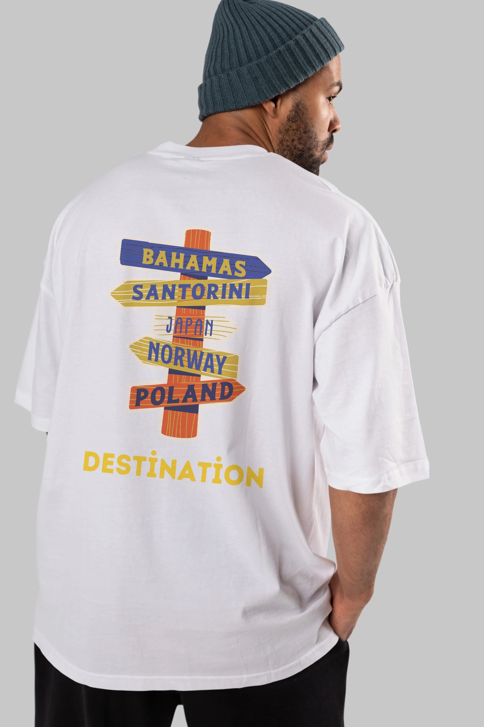 Destination Yazılı Arka Baskılı Oversize t-shirt Erkek Kadın Unisex