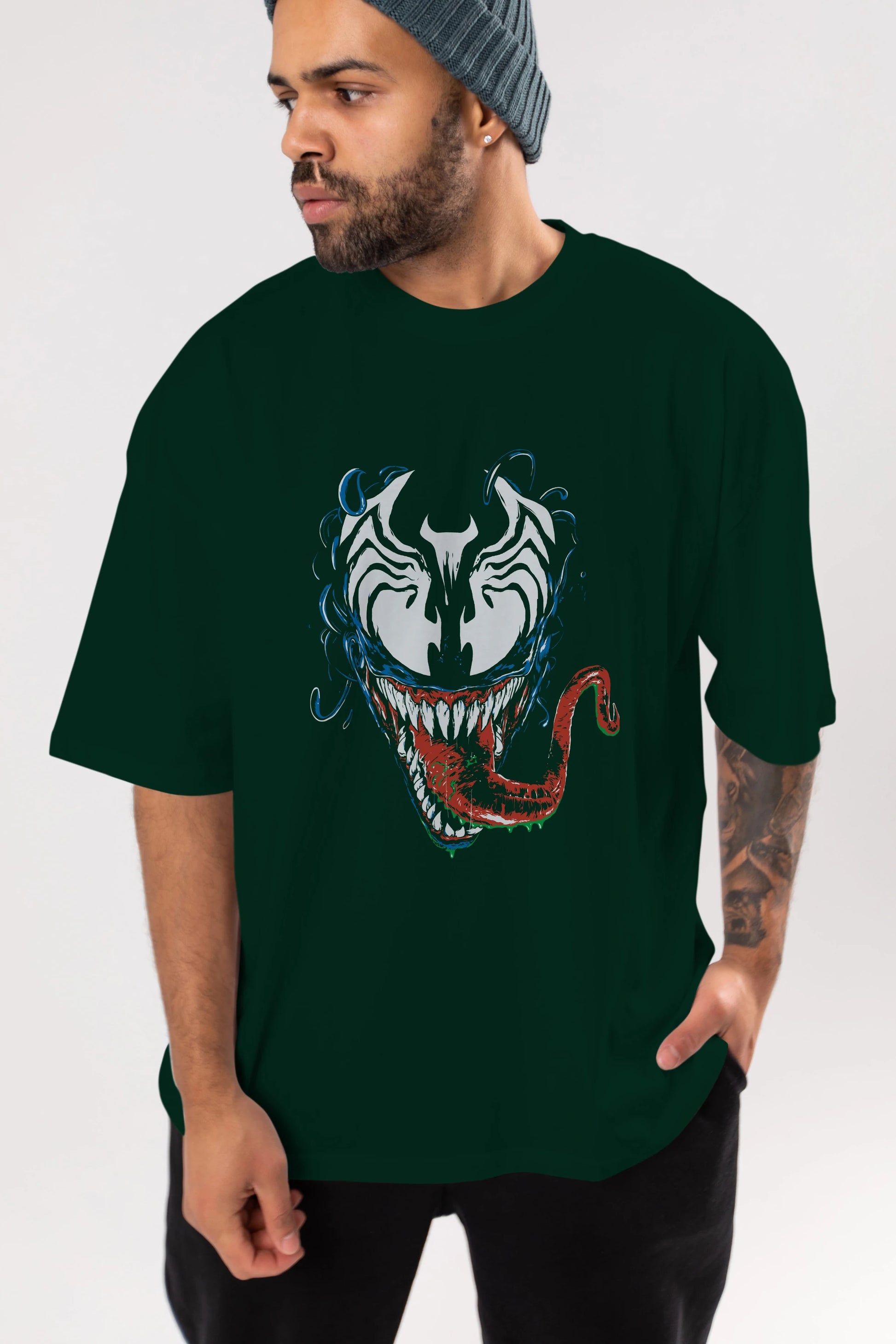 Venom (2) Ön Baskılı Oversize t-shirt Erkek Kadın Unisex %100 Pamuk Bisiklet Yaka tişort