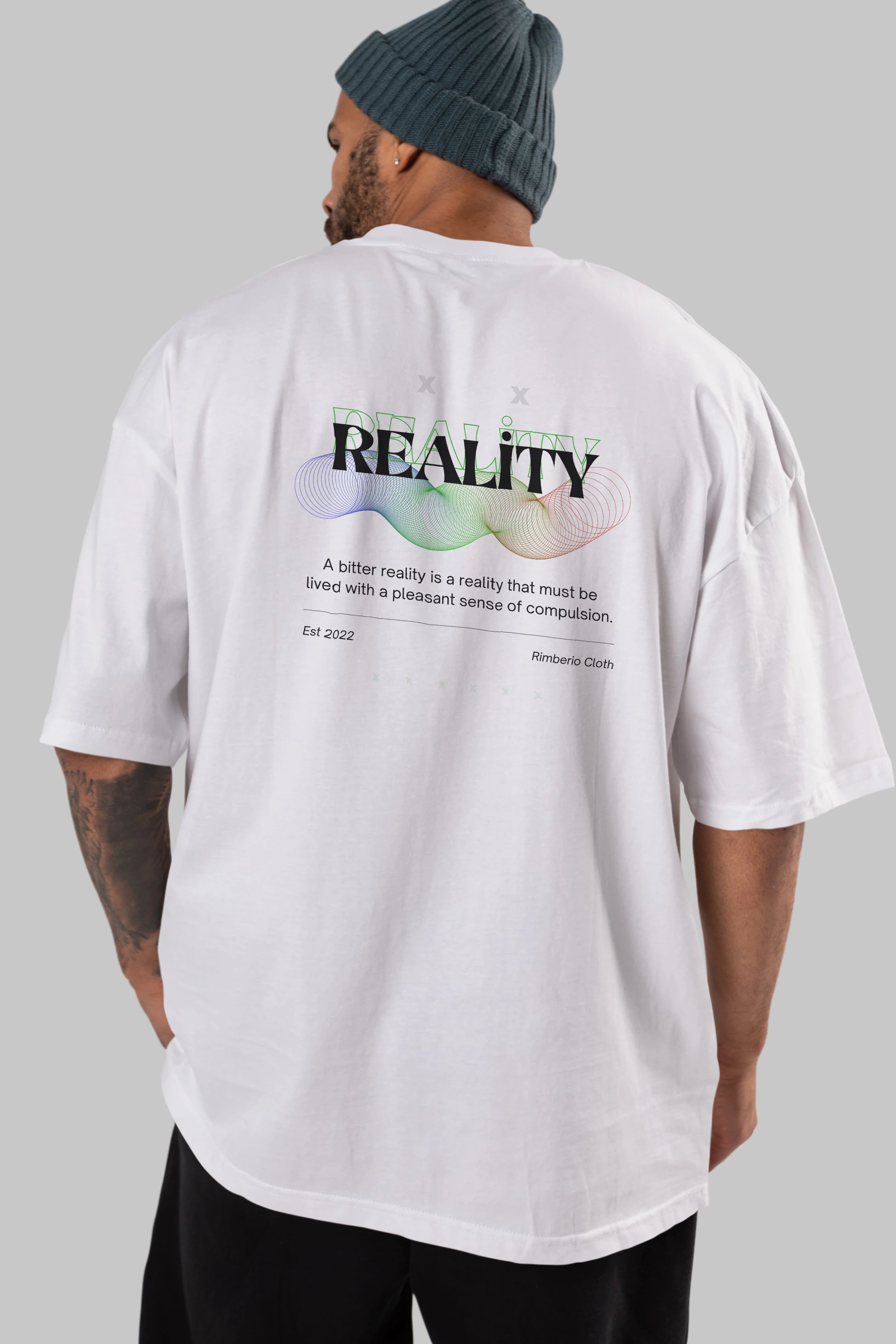 Reality 2 Arka Baskılı Oversize t-shirt Erkek Kadın Unisex