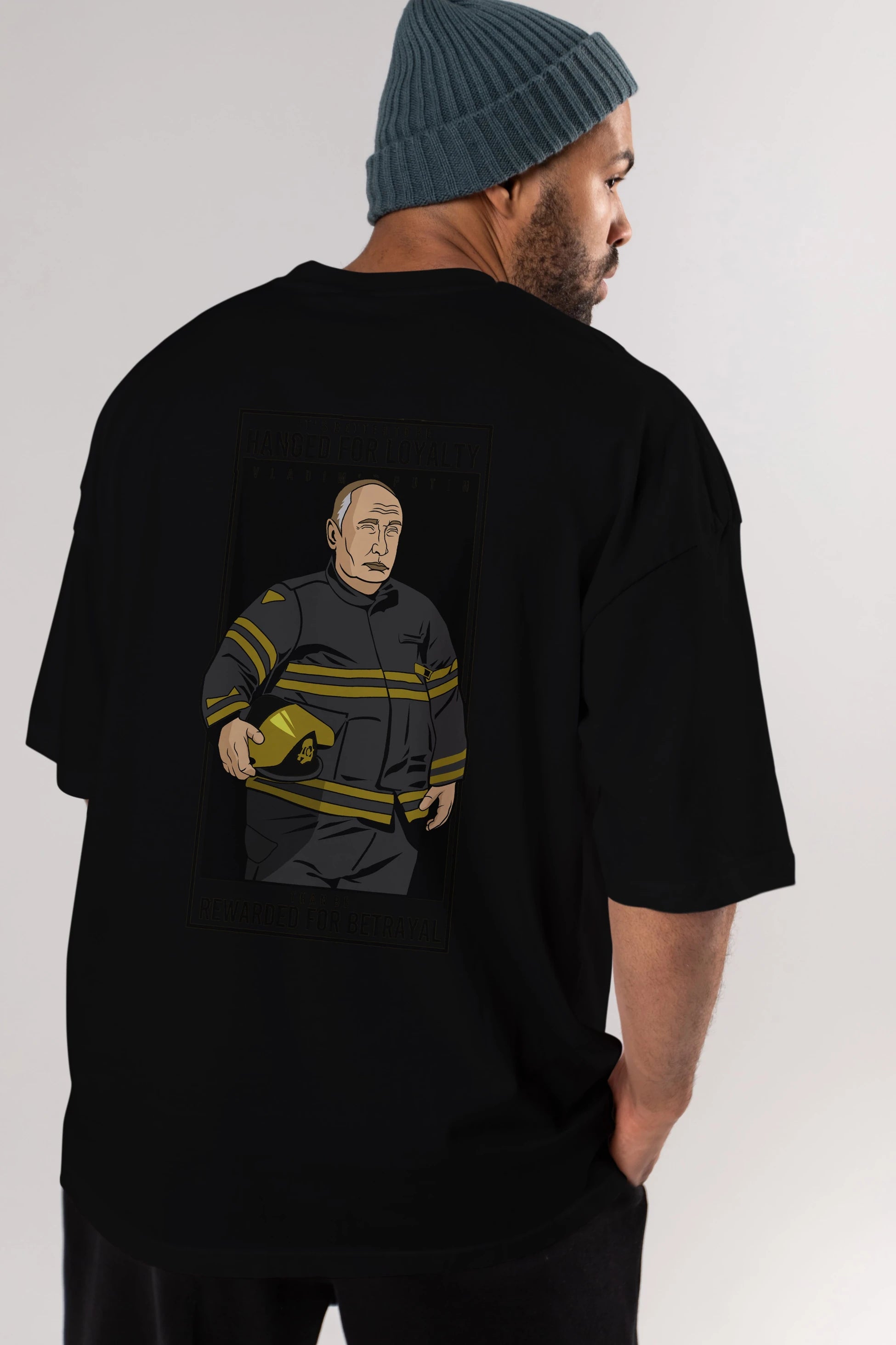 Putin Fireman Arka Baskılı Oversize t-shirt Erkek Kadın Unisex %100 Pamuk tişort