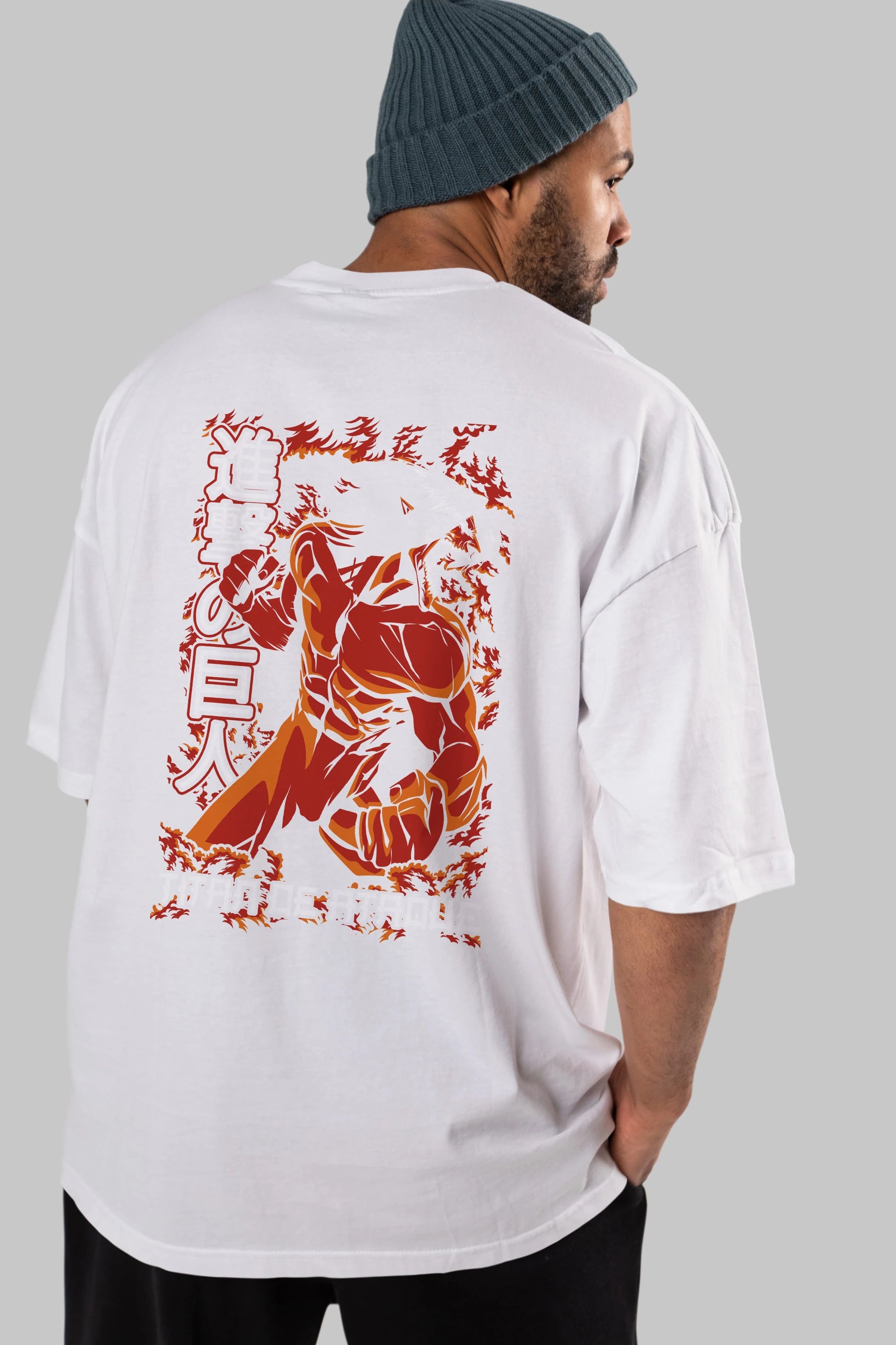 Eren Yeager Anime Arka Baskılı Oversize t-shirt Erkek Kadın Unisex %100 pamuk tişort