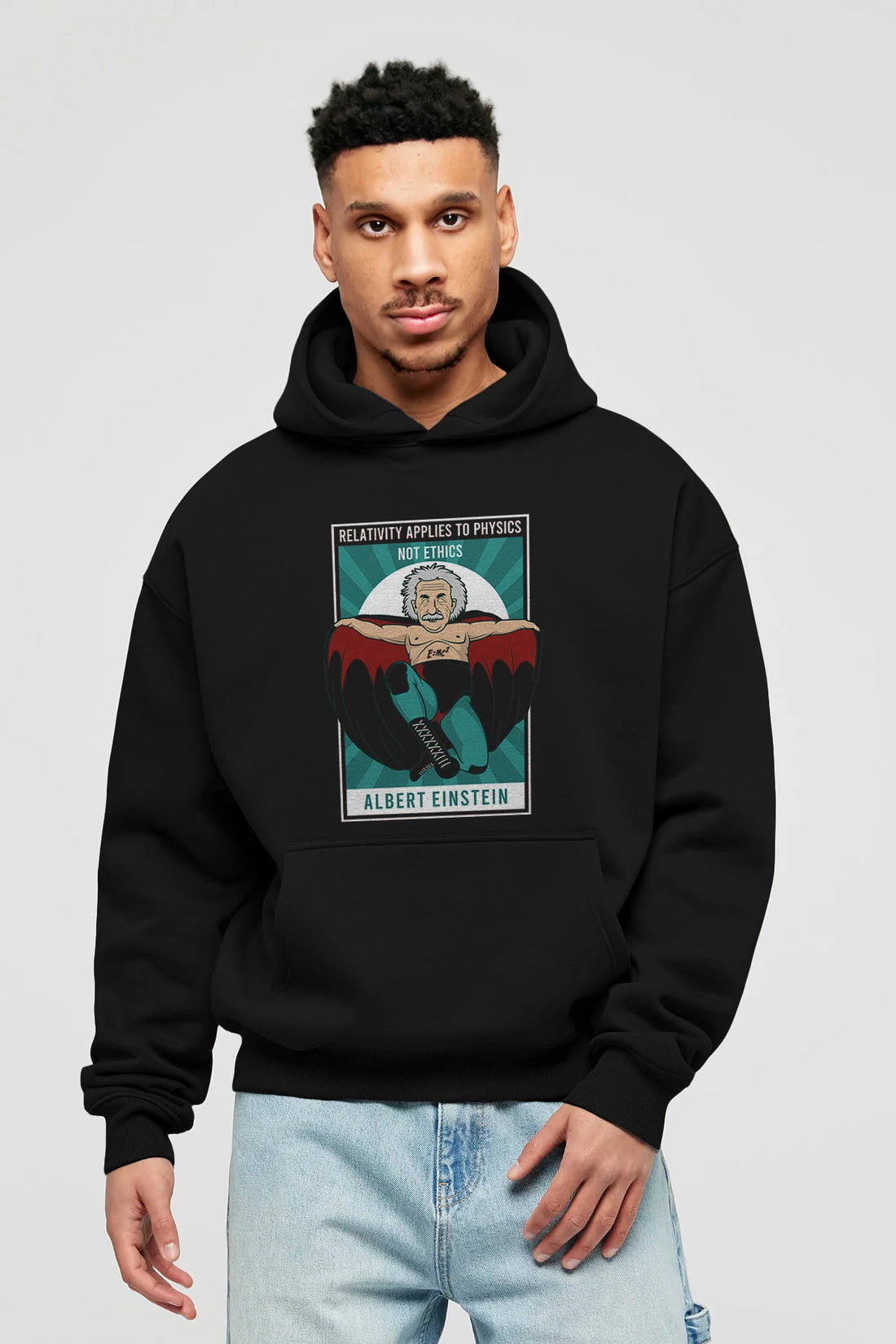 Nacho Libre Einstein Ön Baskılı Hoodie Oversize Kapüşonlu Sweatshirt Erkek Kadın Unisex