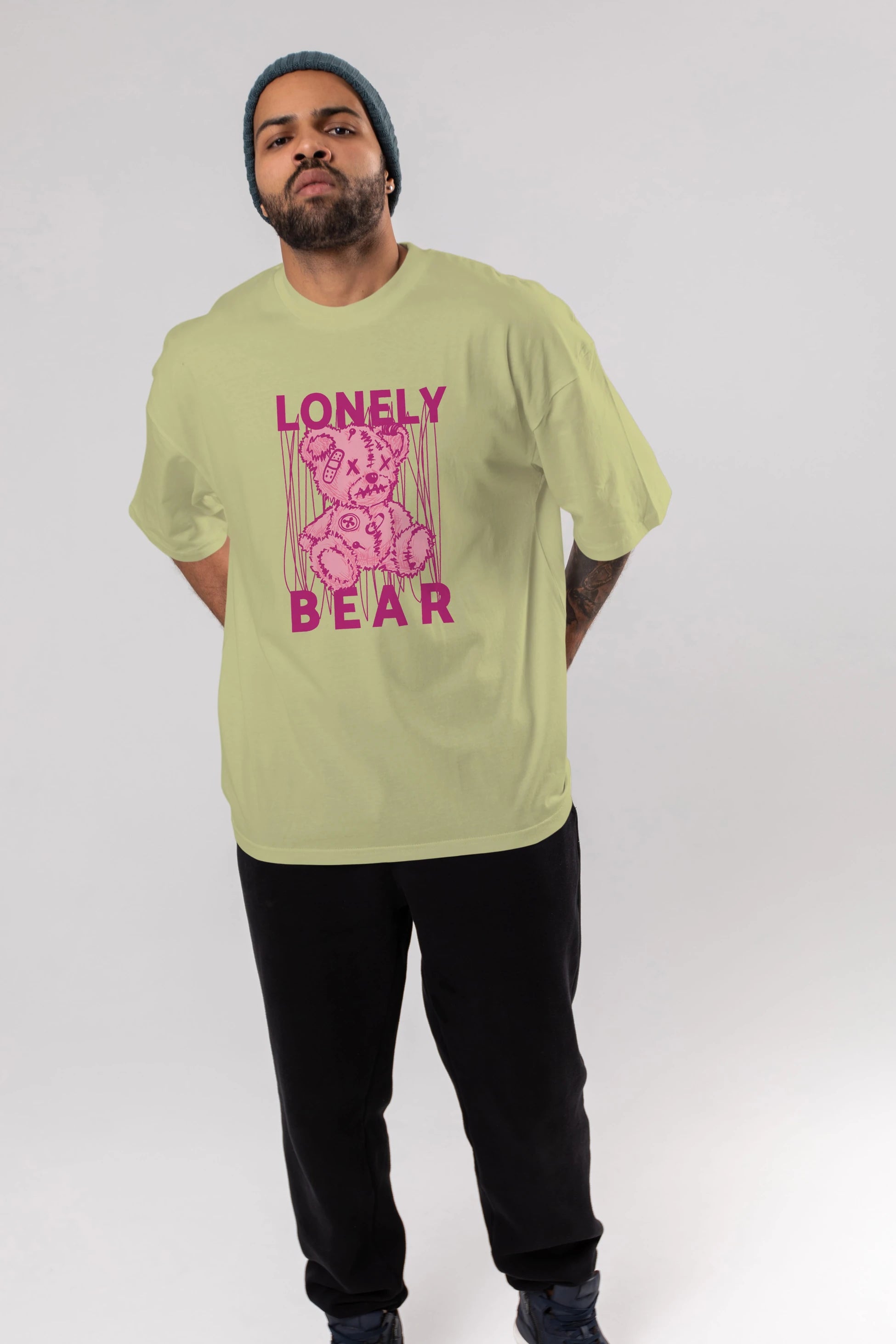 Lonely Bear Ön Baskılı Oversize t-shirt Erkek Kadın Unisex