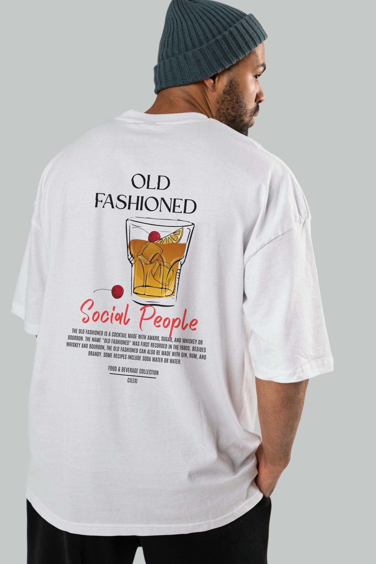 Old Fashıoned Kokteyl Serisi Baskılı Oversize t-shirt Erkek Kadın Unisex %100 Pamuk Bisiklet Yaka tişort