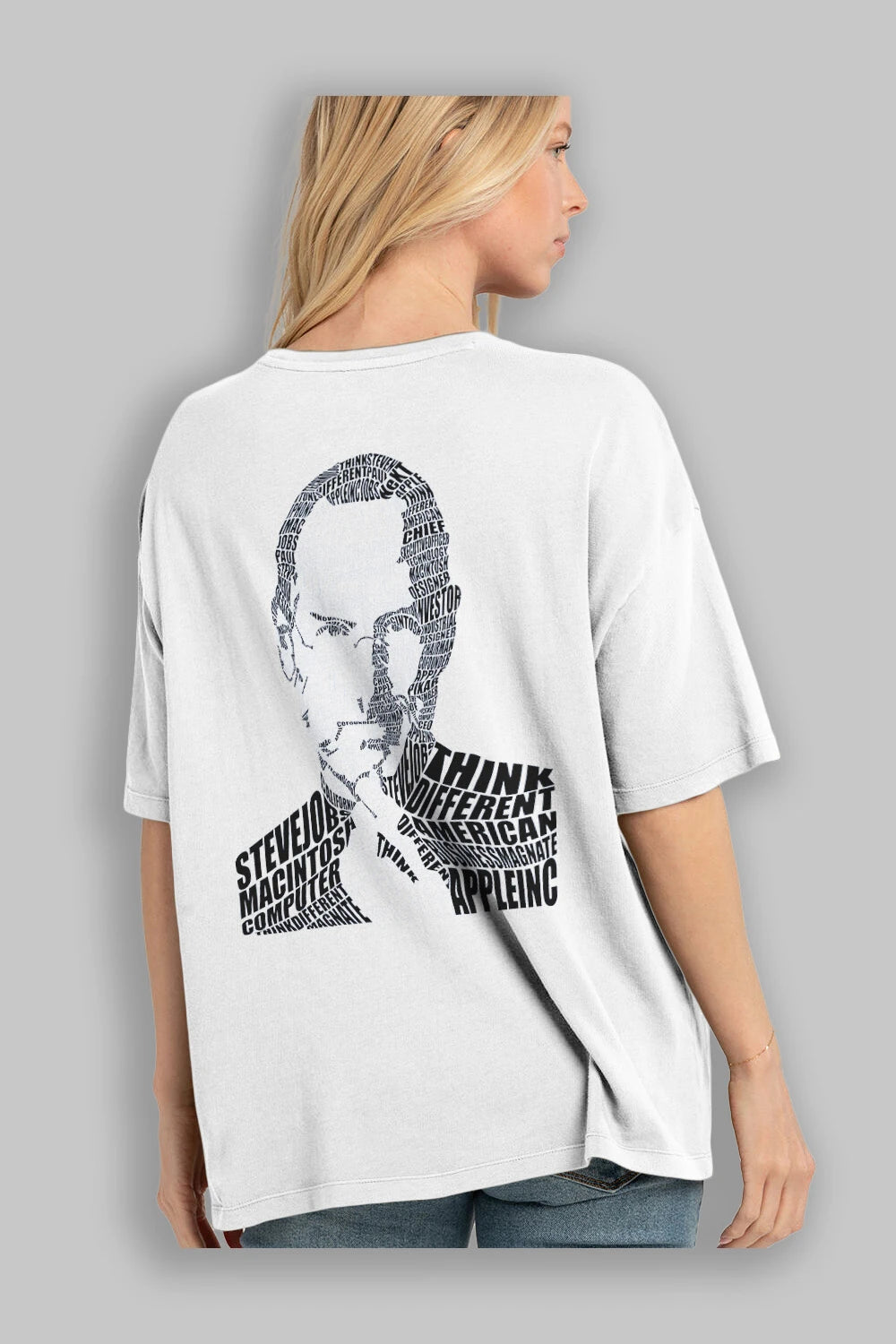 Steve Jobs Calligram Arka Baskılı Oversize t-shirt %100 pamuk Erkek Kadın Unisex