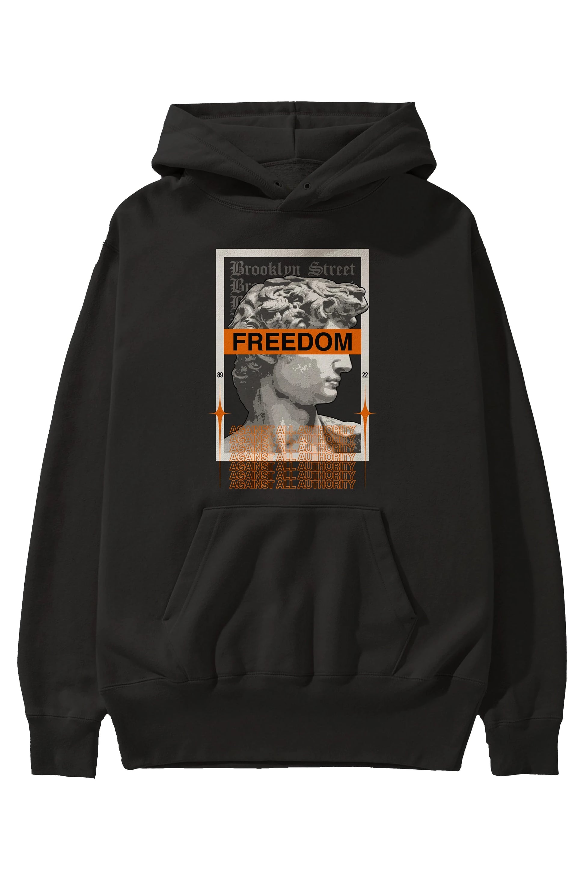 Brooklyn Street Ön Baskılı Hoodie Oversize Kapüşonlu Sweatshirt Erkek Kadın Unisex