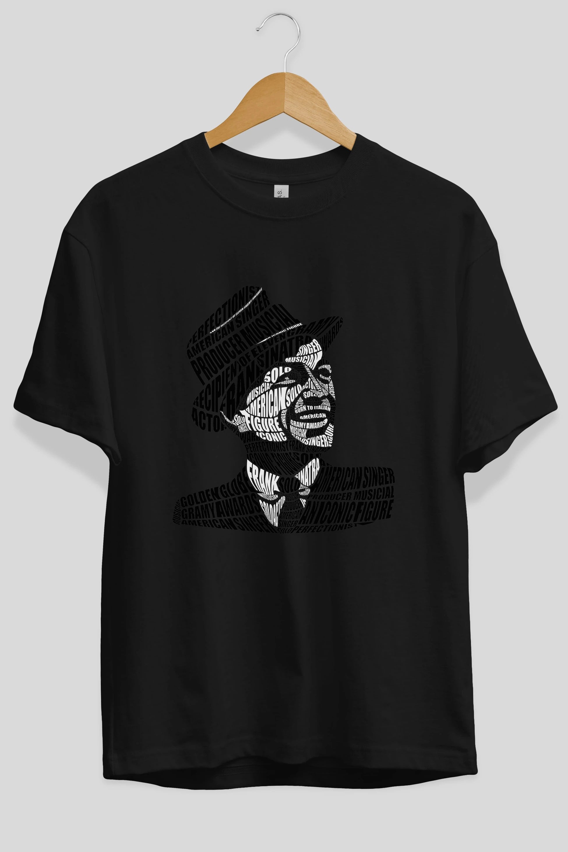 Frank Sinatra Calligram Ön Baskılı Oversize t-shirt %100 pamuk Erkek Kadın Unisex