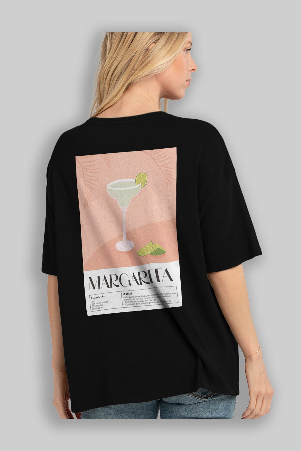 Margarita 5 Arka Baskılı Oversize t-shirt Erkek Kadın Unisex %100 Pamuk Bisiklet Yaka tişort
