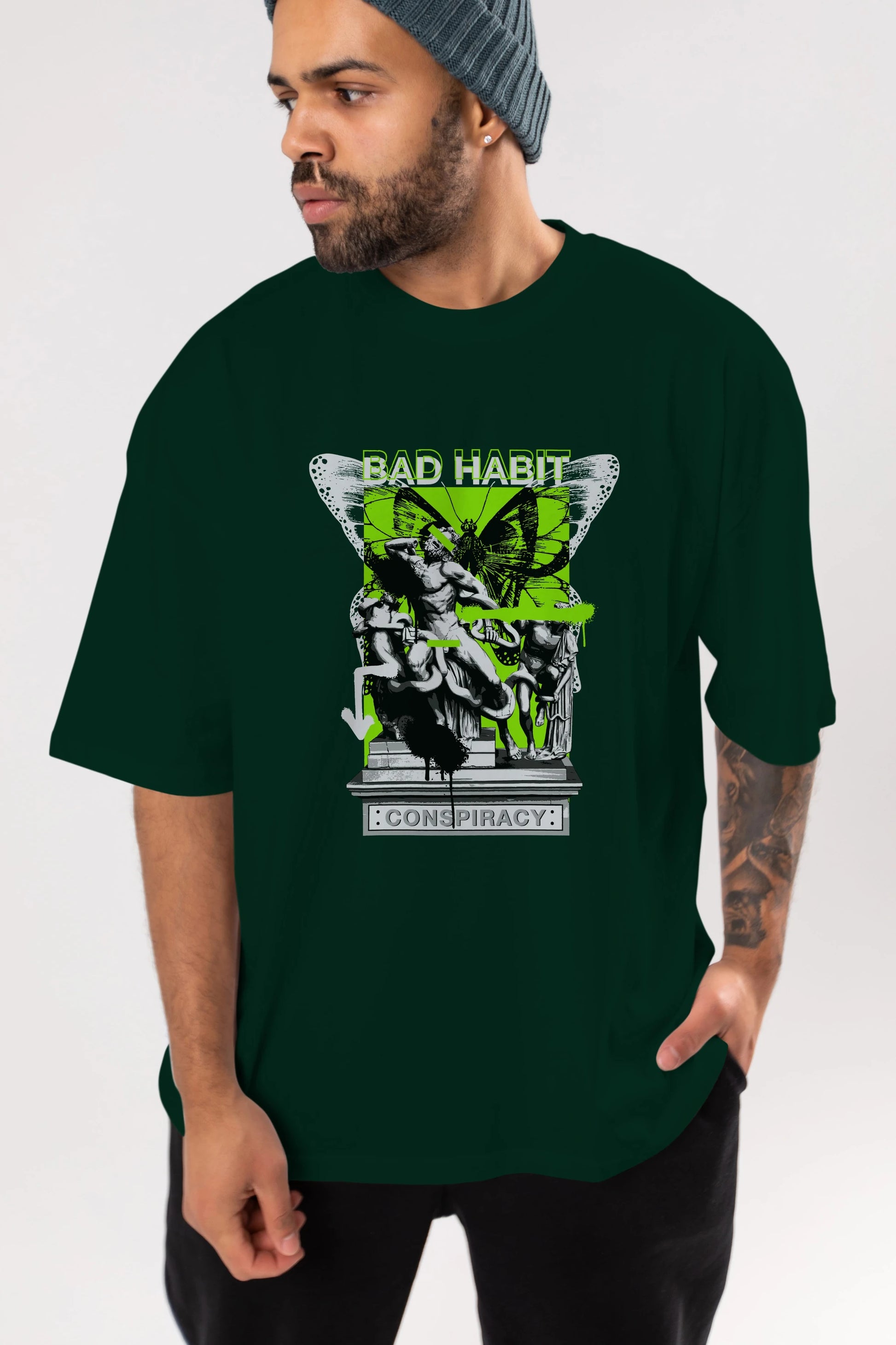 Bad Habit Ön Baskılı Oversize t-shirt Erkek Kadın Unisex