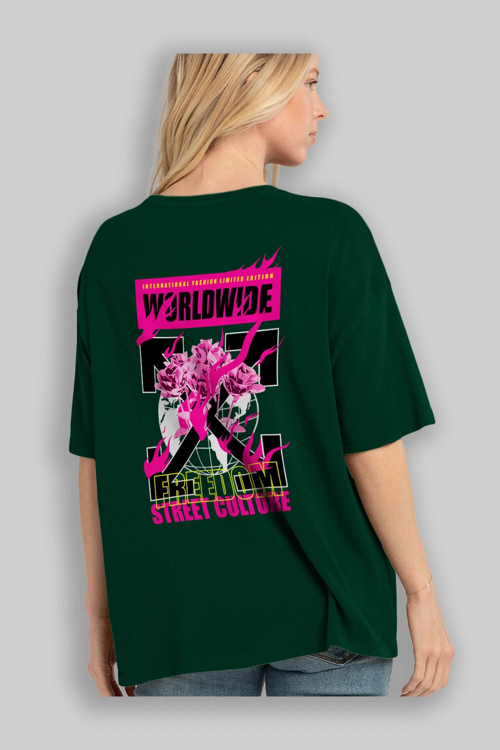 Freedom Street Culture Arka Baskılı Oversize t-shirt Erkek Kadın Unisex