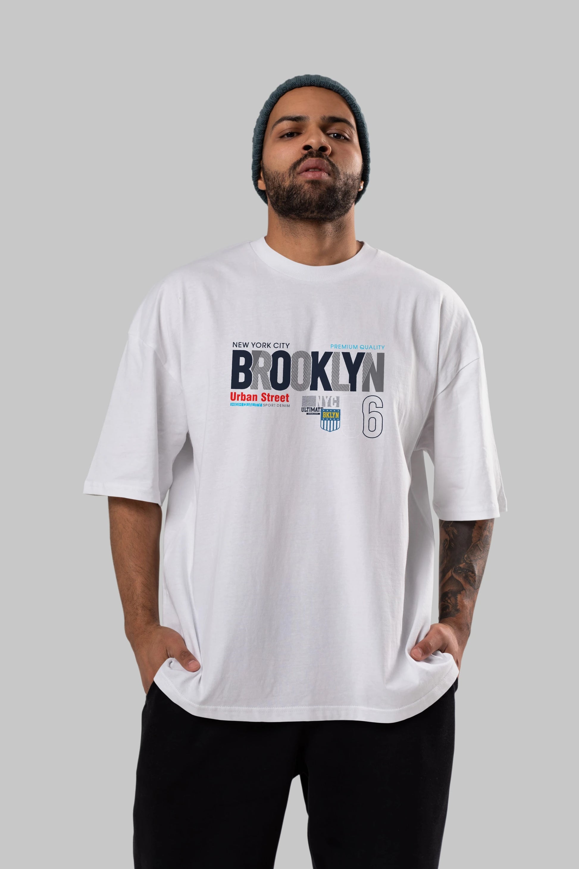 Brooklyn 56 Ön Baskılı Oversize t-shirt Erkek Kadın Unisex