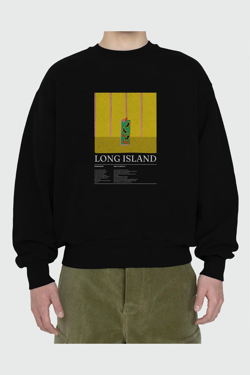 Long Island ön Baskılı Oversize Sweatshirt Erkek Kadın Unisex