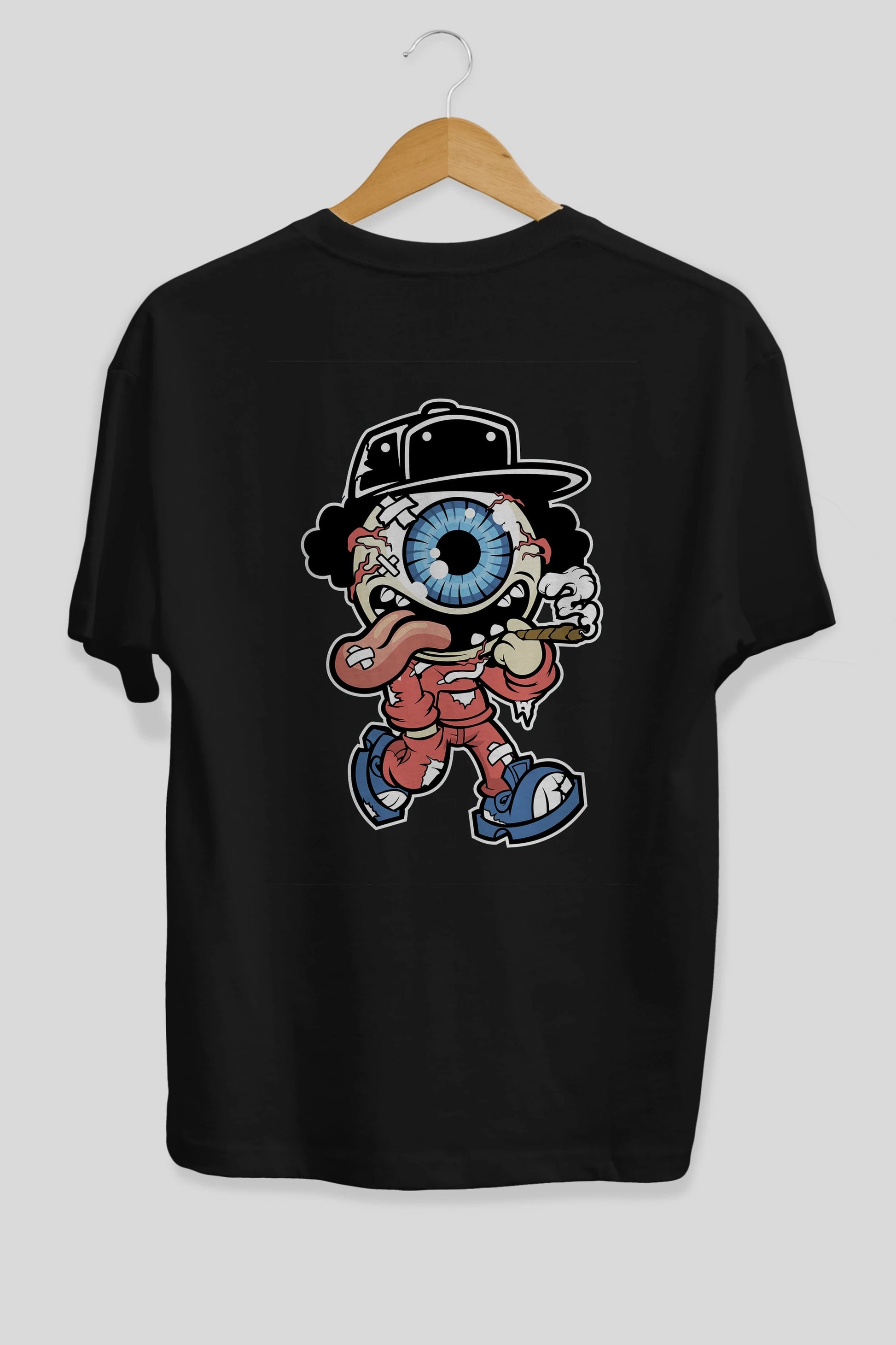 Eyeball Monster Arka Baskılı Oversize t-shirt Erkek Kadın Unisex %100 Pamuk tişort