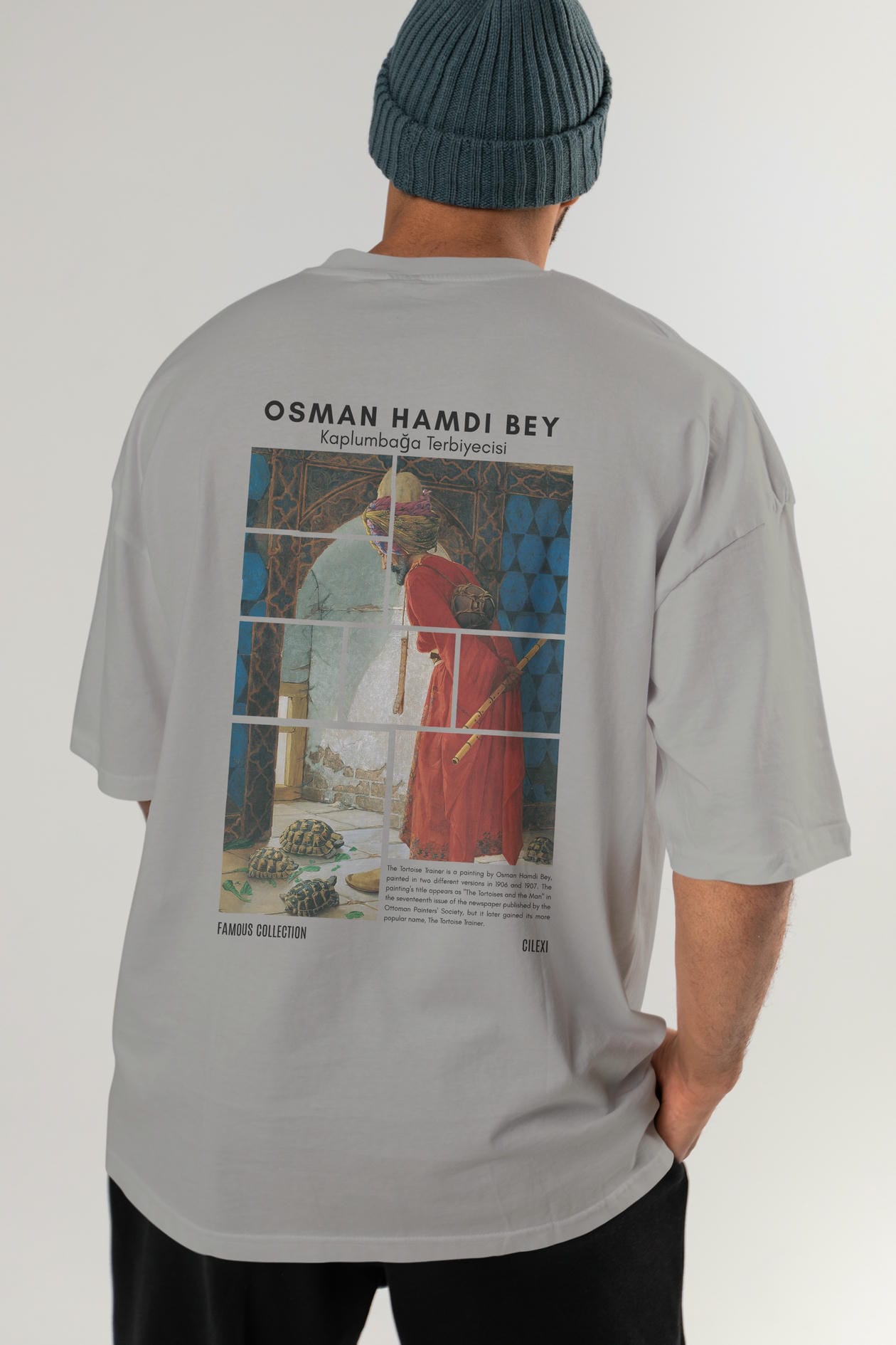 Osman Hamdi Bey Arka Baskılı Oversize t-shirt Erkek Kadın Bisiklet Yaka Pamuk tişort